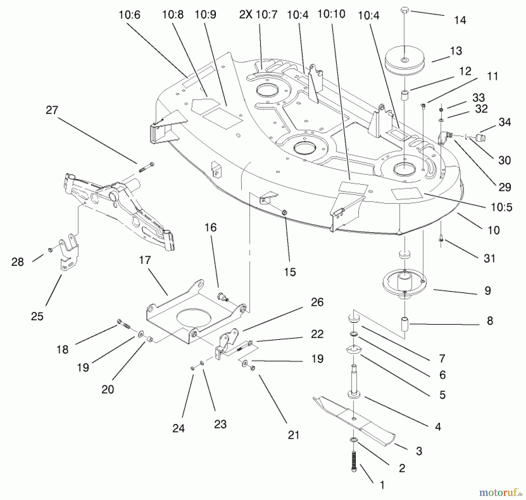 Toro Neu Mowers, Deck Assembly Only 79108 - Toro 44