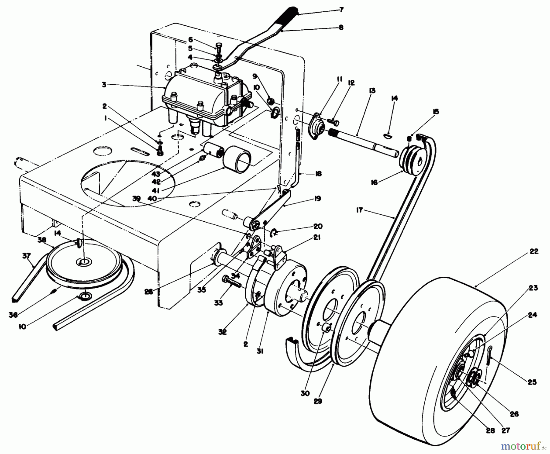 Toro Neu Mowers, Drive Unit Only 30102 - Toro Mid-Size Proline Gear Traction Unit, 12 hp, 1988 (8000001-8999999) AXLE ASSEMBLY