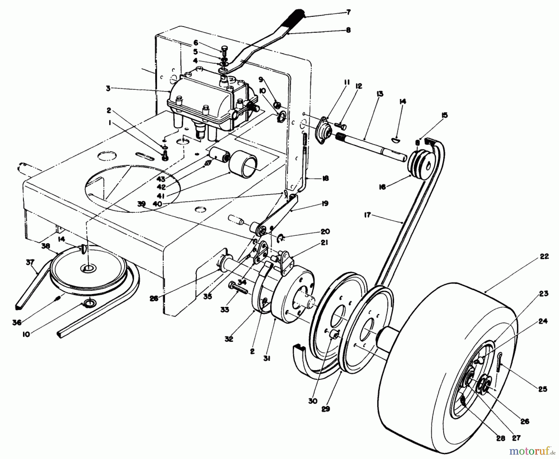 Toro Neu Mowers, Drive Unit Only 30102 - Toro Mid-Size Proline Gear Traction Unit, 12 hp, 1989 (9000001-9999999) AXLE ASSEMBLY