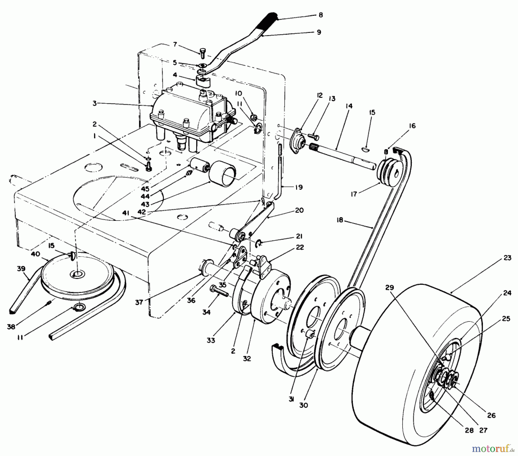 Toro Neu Mowers, Drive Unit Only 30102 - Toro Mid-Size Proline Gear Traction Unit, 12 hp, 1990 (0000001-0999999) AXLE ASSEMBLY