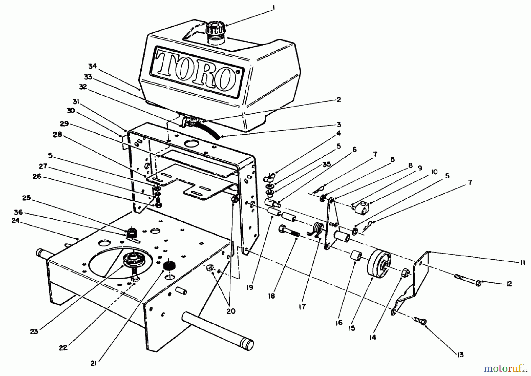  Toro Neu Mowers, Drive Unit Only 30102 - Toro Mid-Size Proline Gear Traction Unit, 12 hp, 1991 (1000001-1999999) FRAME ASSEMBLY