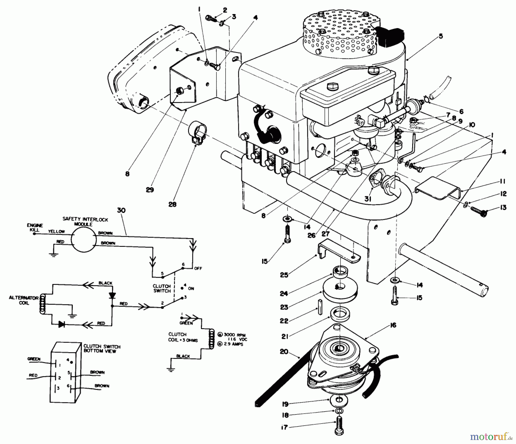 Toro Neu Mowers, Drive Unit Only 30103 - Toro Mid-Size Proline Gear Traction Unit, 12 hp, 1988 (8000001-8999999) ENGINE ASSEMBLY