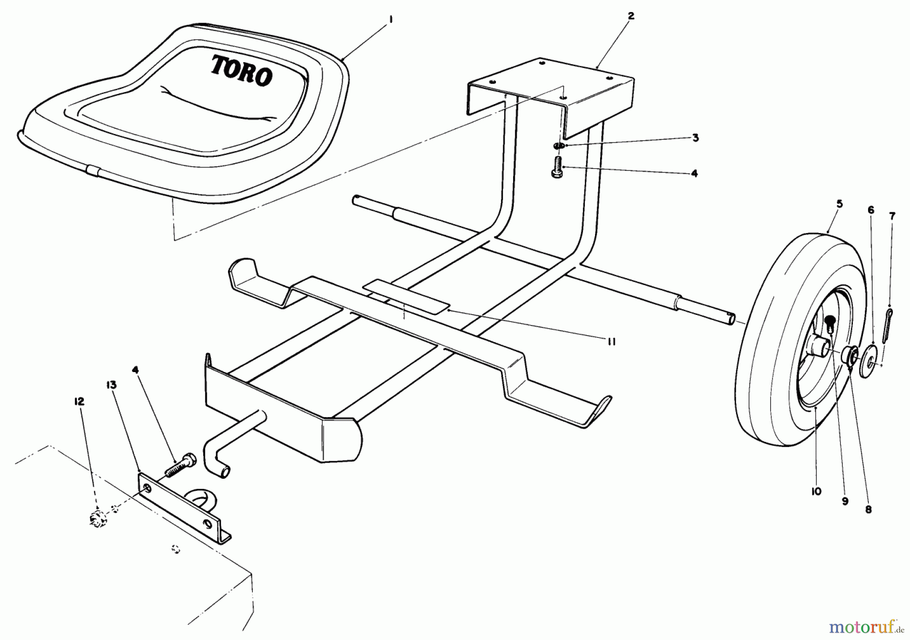 Toro Neu Mowers, Drive Unit Only 30103 - Toro Mid-Size Proline Gear Traction Unit, 12 hp, 1988 (8000001-8999999) SULKY KIT MODEL NO. 30122 (OPTIONAL)