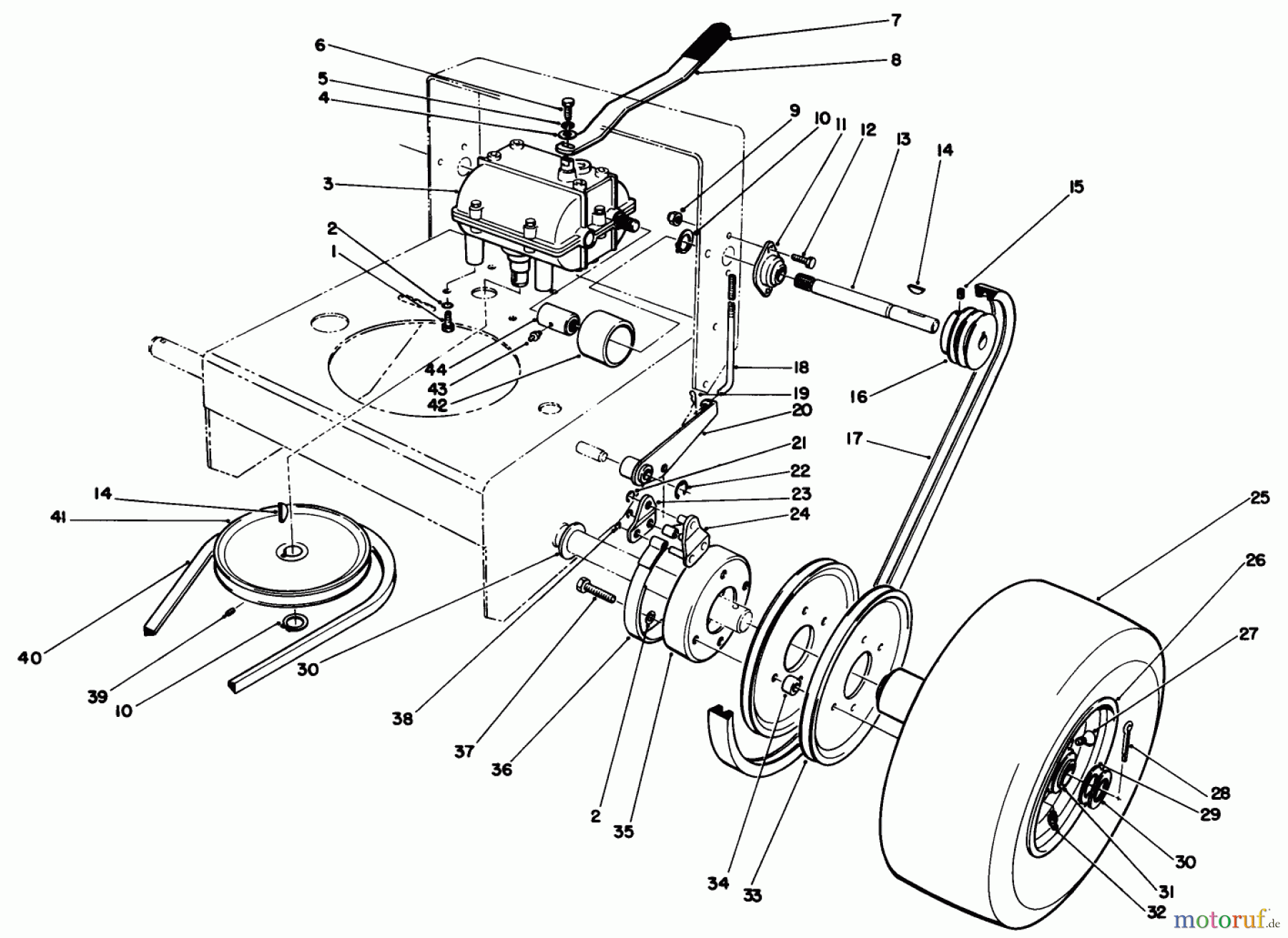 Toro Neu Mowers, Drive Unit Only 30103 - Toro Mid-Size Proline Gear Traction Unit, 12 hp, 1989 (9000001-9999999) AXLE ASSEMBLY