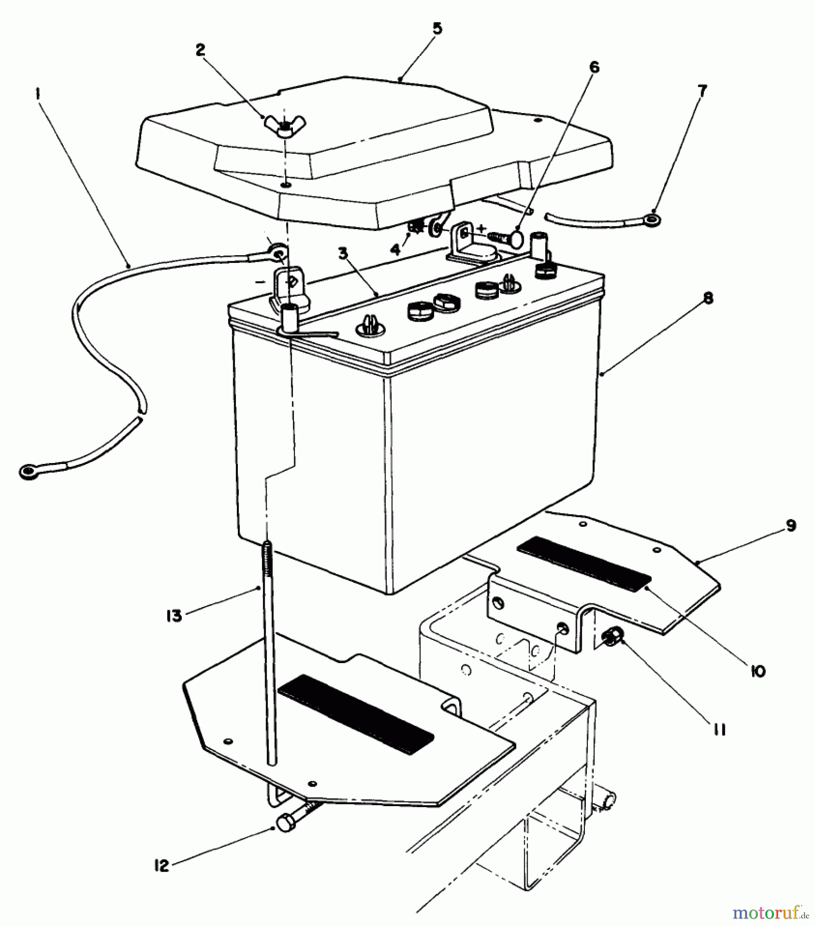 Toro Neu Mowers, Drive Unit Only 30103 - Toro Mid-Size Proline Gear Traction Unit, 12 hp, 1989 (9000001-9999999) BATTERY ASSEMBLY