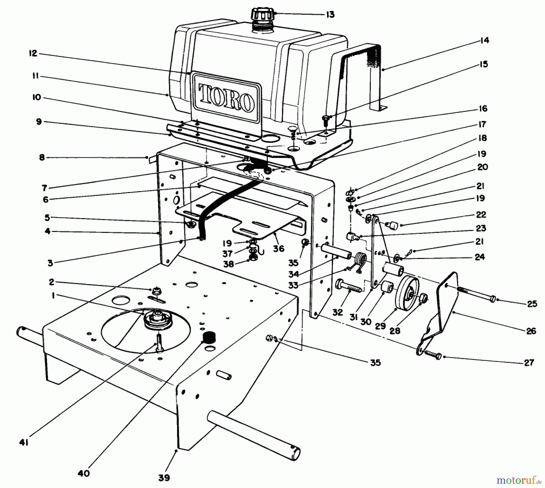 Toro Neu Mowers, Drive Unit Only 30103 - Toro Mid-Size Proline Gear Traction Unit, 12 hp, 1989 (9000001-9999999) FRAME ASSEMBLY