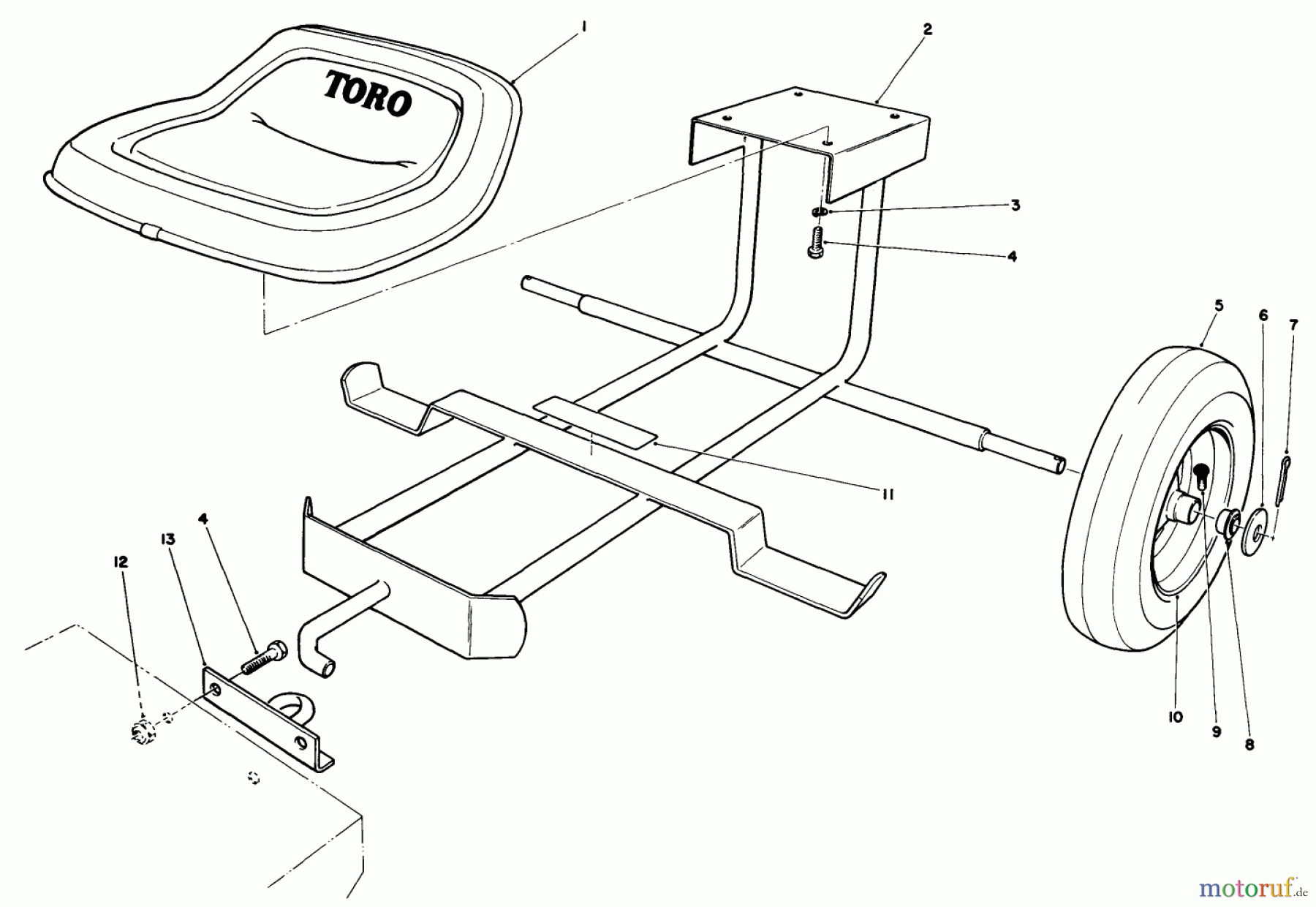 Toro Neu Mowers, Drive Unit Only 30103 - Toro Mid-Size Proline Gear Traction Unit, 12 hp, 1989 (9000001-9999999) SULKY KIT MODEL NO. 30122 (OPTIONAL)