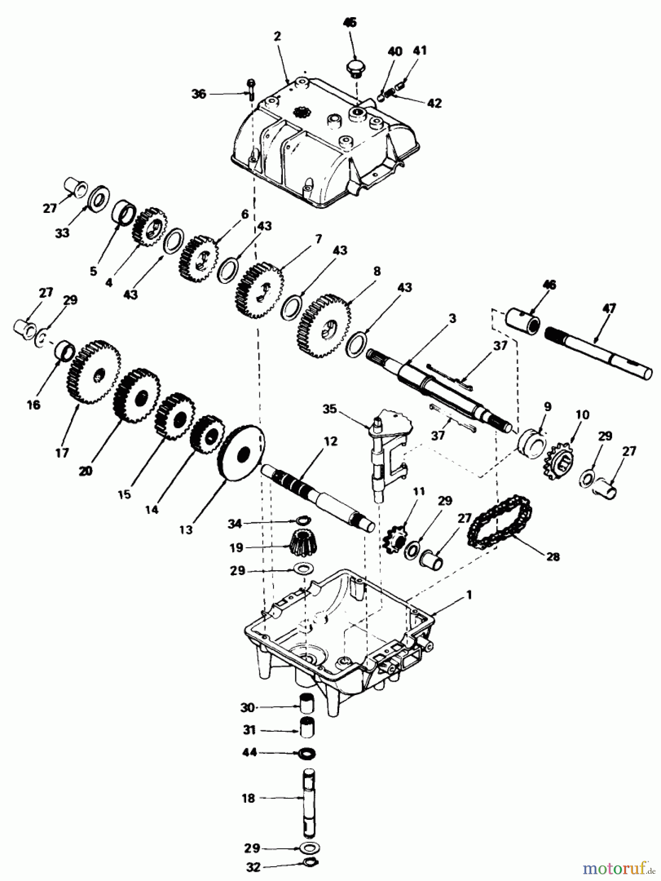 Toro Neu Mowers, Drive Unit Only 30108 - Toro Mid-Size Proline Gear Traction Unit, 8 hp, 1984 (4000001-4999999) PEERLESS TRANSMISSION MODEL NO. 787