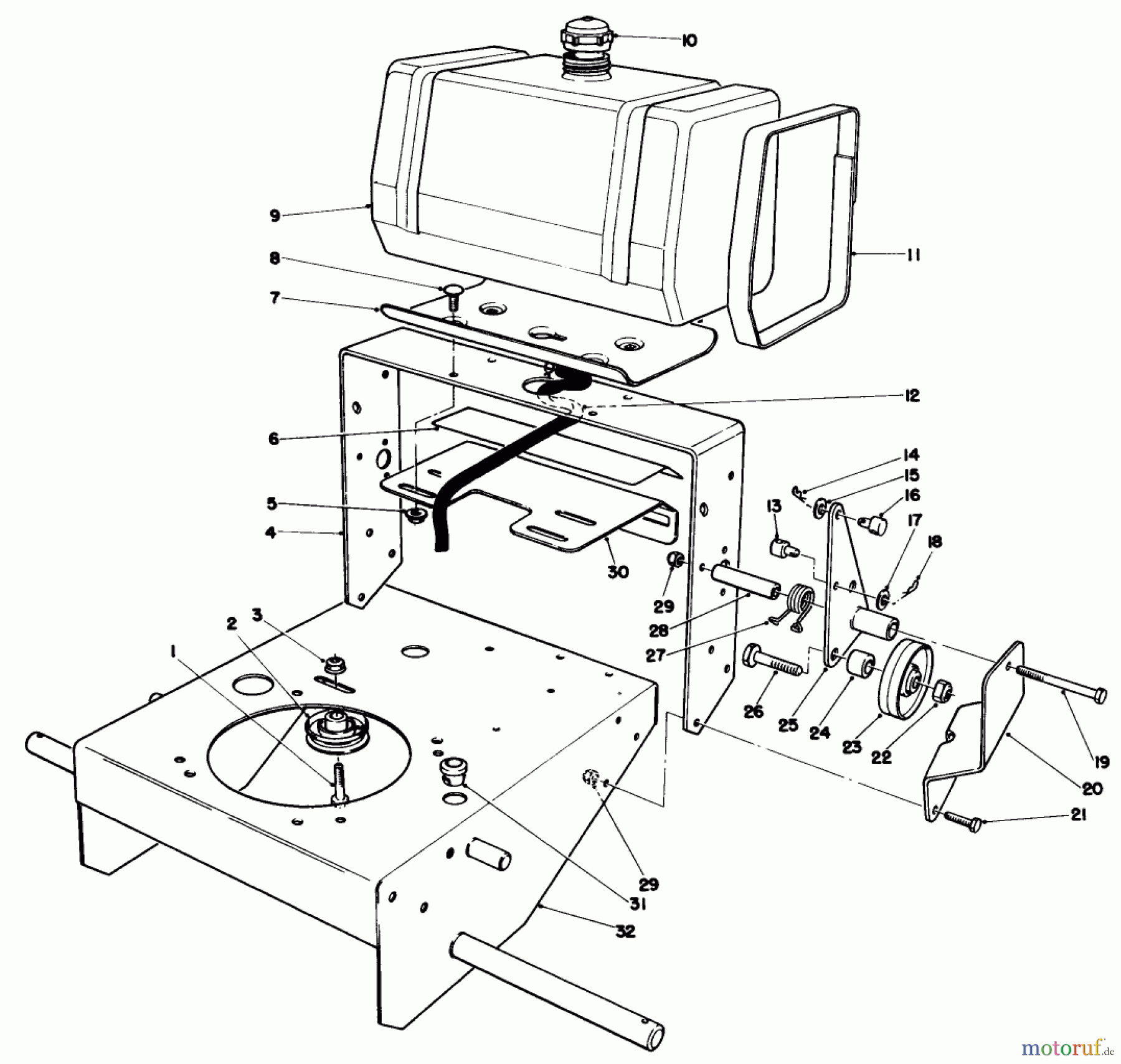 Toro Neu Mowers, Drive Unit Only 30111 - Toro Mid-Size Proline Gear Traction Unit, 11 hp, 1985 (5000001-5999999) FRAME ASSEMBLY