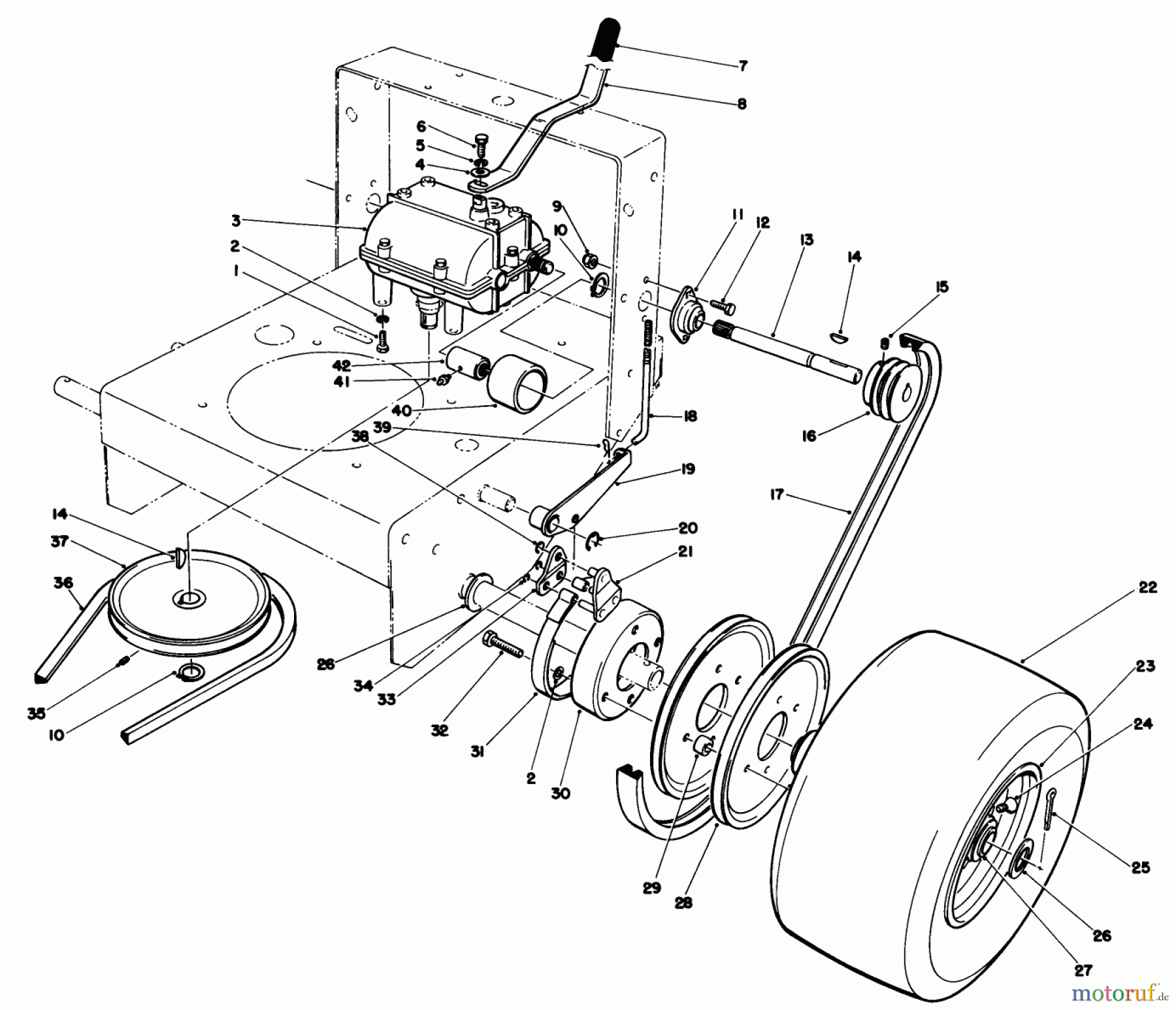 Toro Neu Mowers, Drive Unit Only 30111 - Toro Mid-Size Proline Gear Traction Unit, 11 hp, 1986 (6000001-6999999) AXLE ASSEMBLY