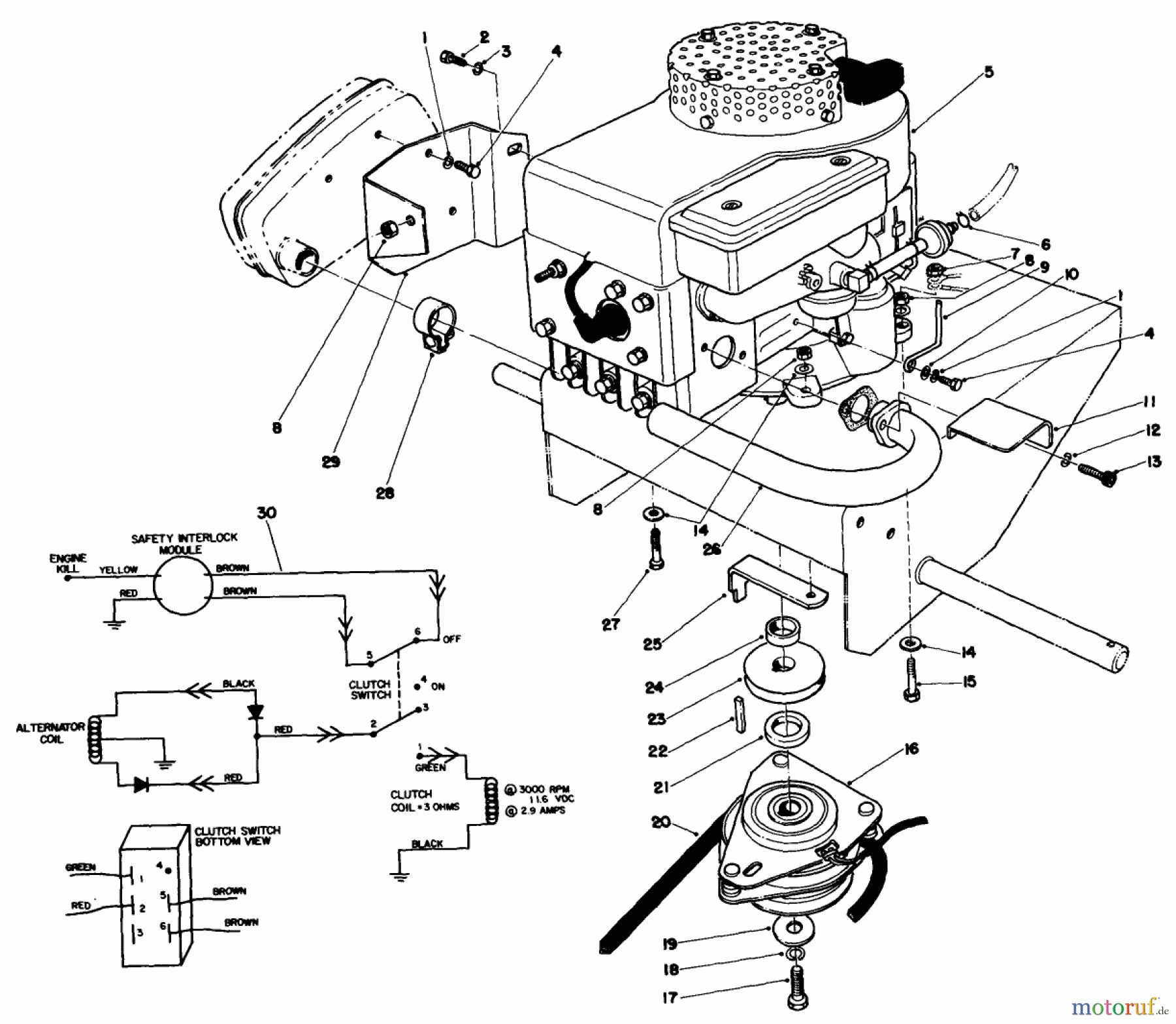 Toro Neu Mowers, Drive Unit Only 30111 - Toro Mid-Size Proline Gear Traction Unit, 11 hp, 1986 (6000001-6999999) ENGINE ASSEMBLY