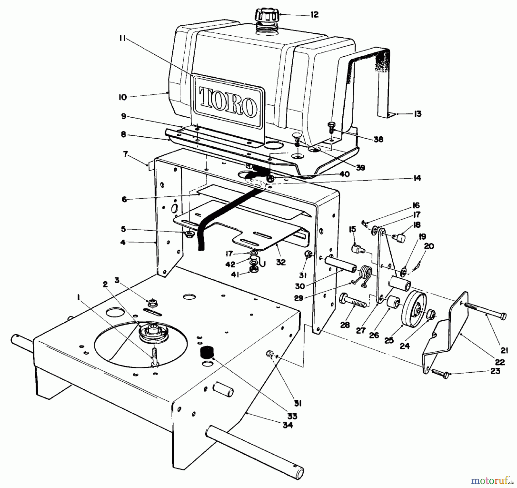Toro Neu Mowers, Drive Unit Only 30111 - Toro Mid-Size Proline Gear Traction Unit, 11 hp, 1987 (7000001-7999999) FRAME ASSEMBLY