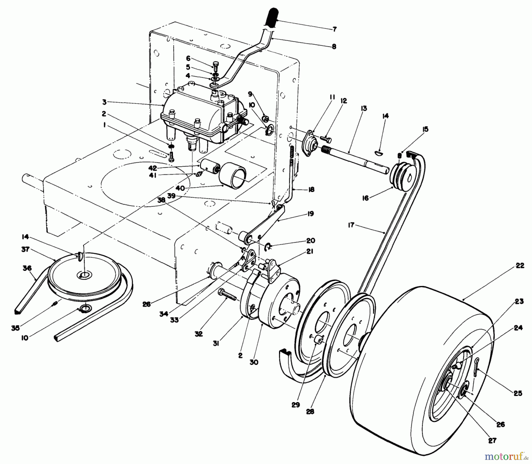 Toro Neu Mowers, Drive Unit Only 30112 - Toro Mid-Size Proline Gear Traction Unit, 12.5 hp, 1986 (6000001-6999999) AXLE ASSEMBLY
