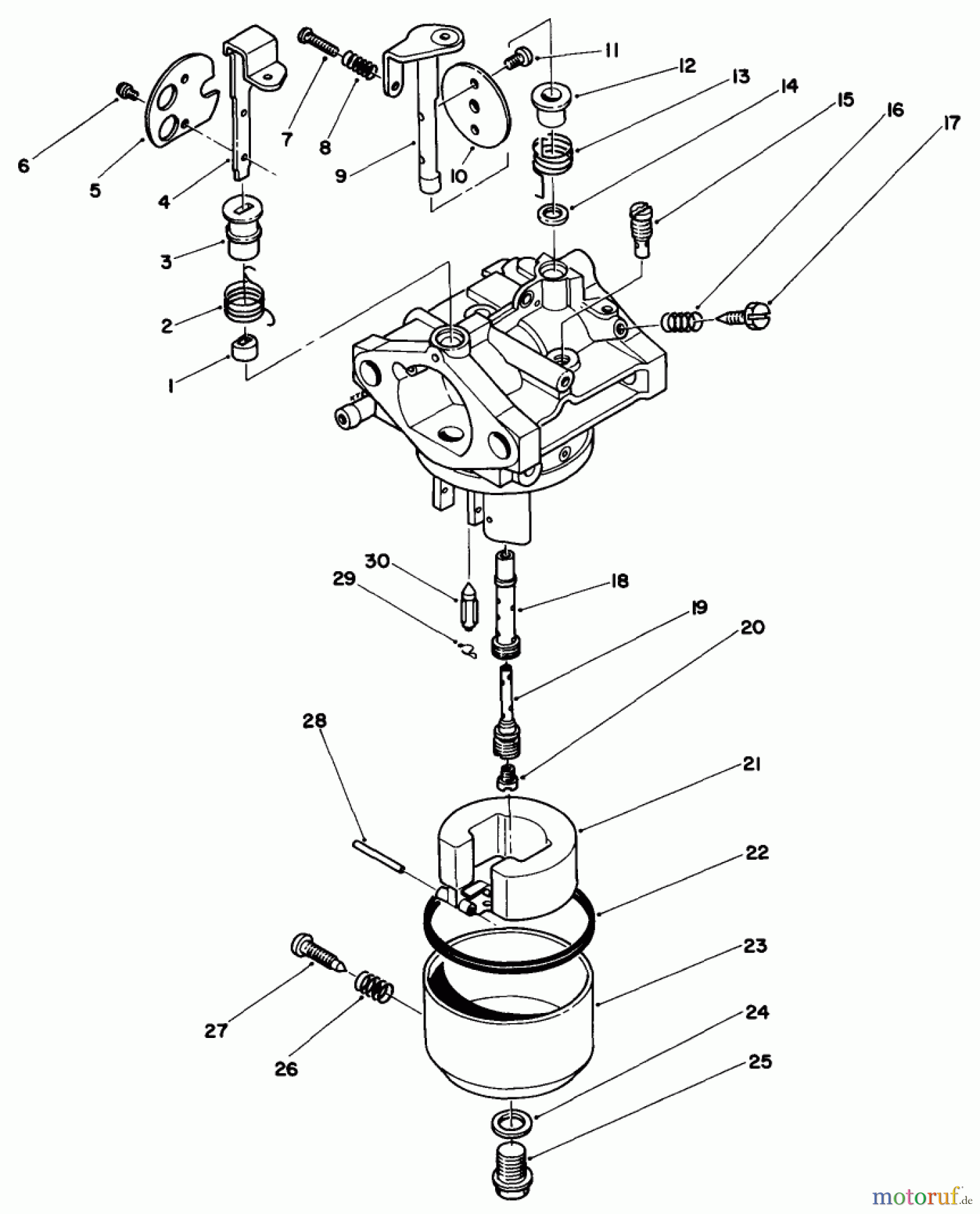 Toro Neu Mowers, Drive Unit Only 30112 - Toro Mid-Size Proline Gear Traction Unit, 12.5 hp, 1986 (6000001-6999999) CARBURETOR ASSEMBLY