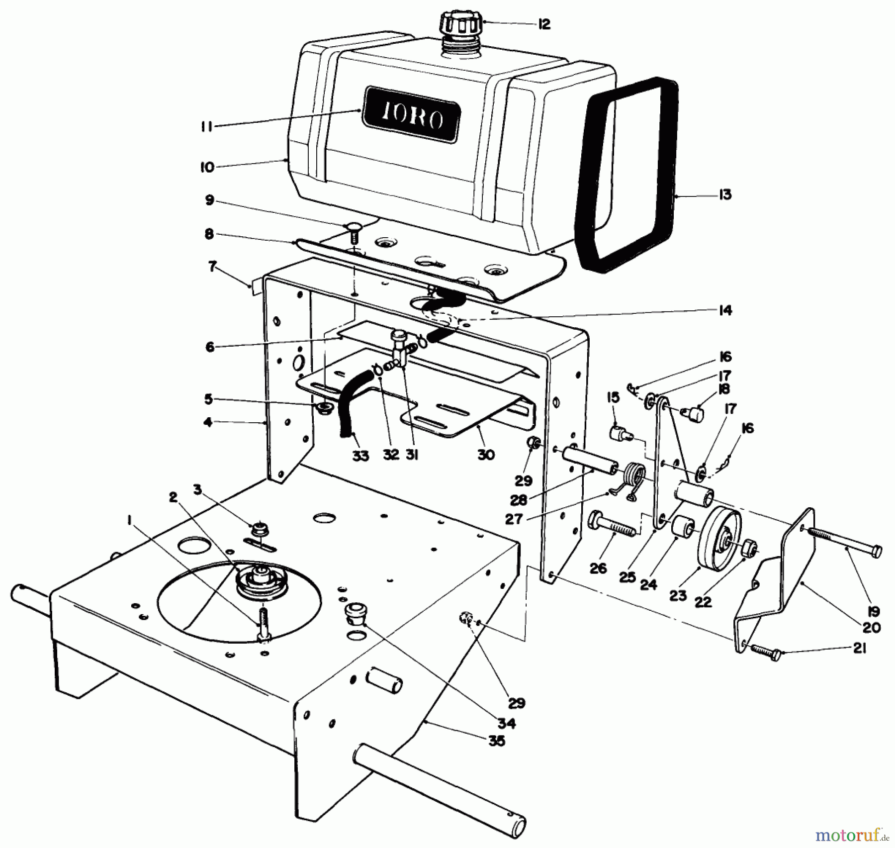 Toro Neu Mowers, Drive Unit Only 30112 - Toro Mid-Size Proline Gear Traction Unit, 12.5 hp, 1986 (6000001-6999999) FRAME ASSEMBLY