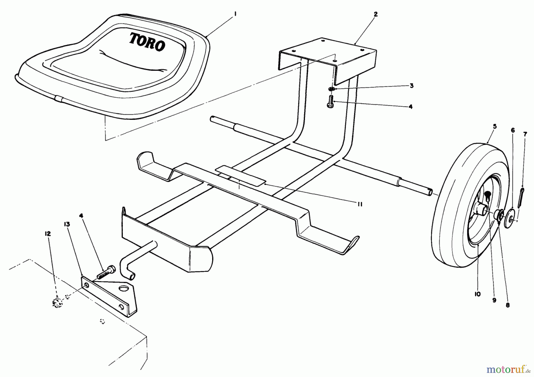  Toro Neu Mowers, Drive Unit Only 30112 - Toro Mid-Size Proline Gear Traction Unit, 12.5 hp, 1986 (6000001-6999999) SULKY KIT MODEL NO. 30122 (OPTIONAL)