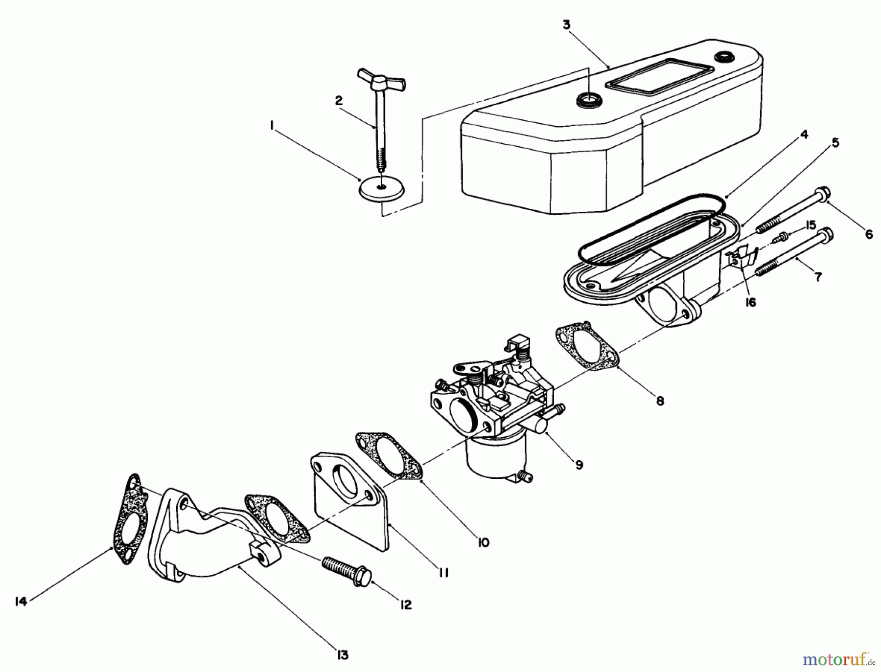 Toro Neu Mowers, Drive Unit Only 30112 - Toro Mid-Size Proline Gear Traction Unit, 12.5 hp, 1987 (7000001-7999999) AIR CLEANER AND CARBURETOR ASSEMBLY