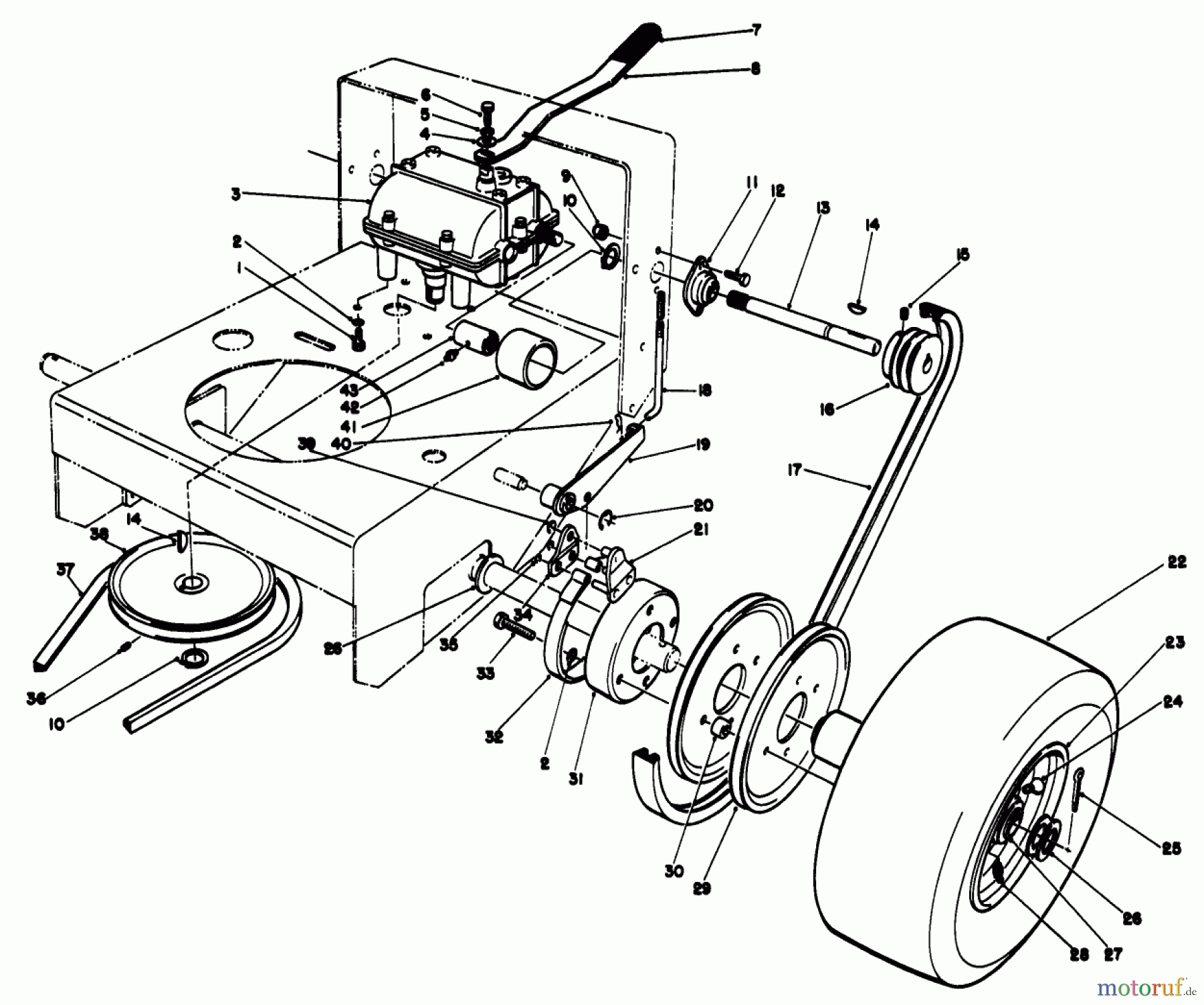 Toro Neu Mowers, Drive Unit Only 30112 - Toro Mid-Size Proline Gear Traction Unit, 12.5 hp, 1987 (7000001-7999999) AXLE ASSEMBLY