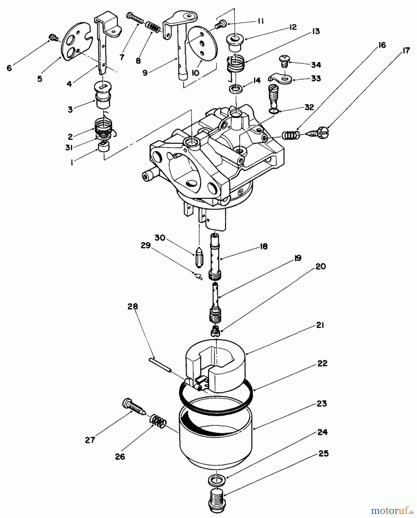 Toro Neu Mowers, Drive Unit Only 30112 - Toro Mid-Size Proline Gear Traction Unit, 12.5 hp, 1987 (7000001-7999999) CARBURETOR ASSEMBLY