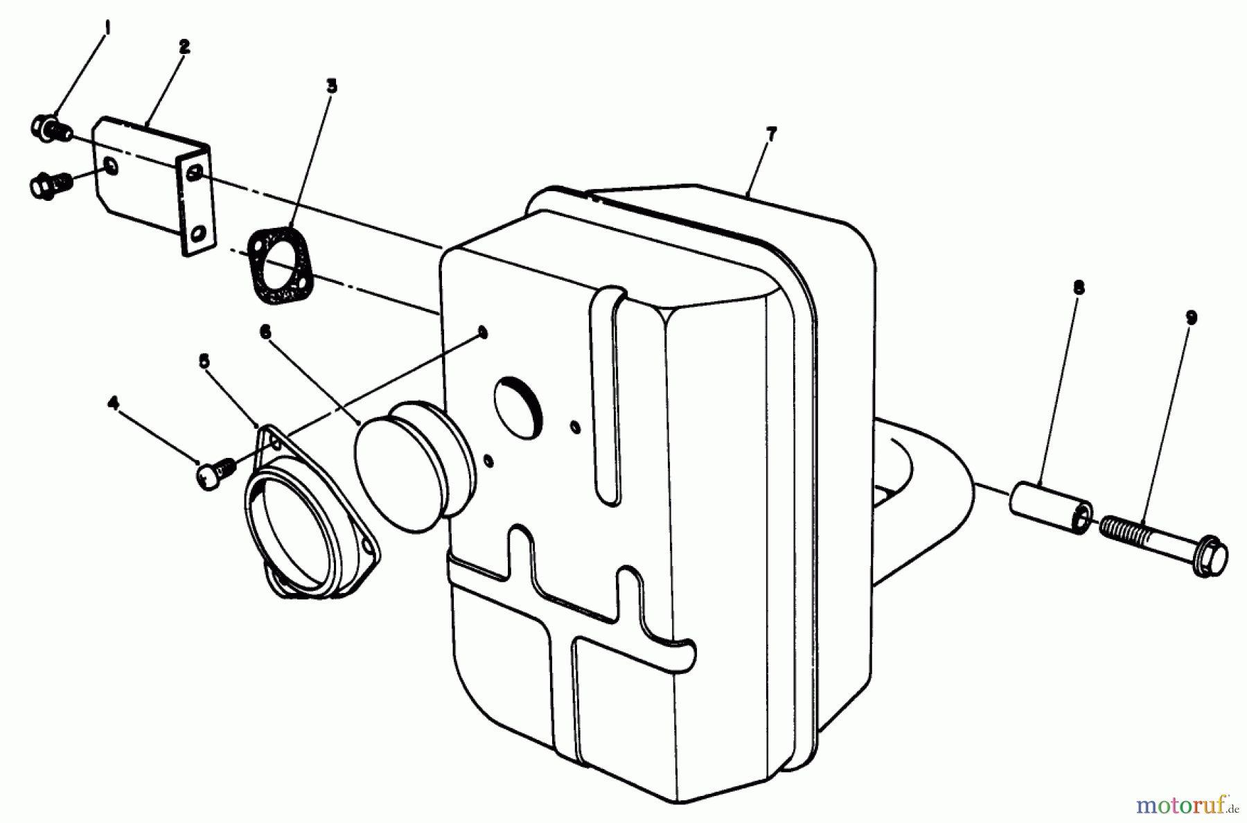 Toro Neu Mowers, Drive Unit Only 30112 - Toro Mid-Size Proline Gear Traction Unit, 12.5 hp, 1988 (8000001-8999999) MUFFLER ASSEMBLY