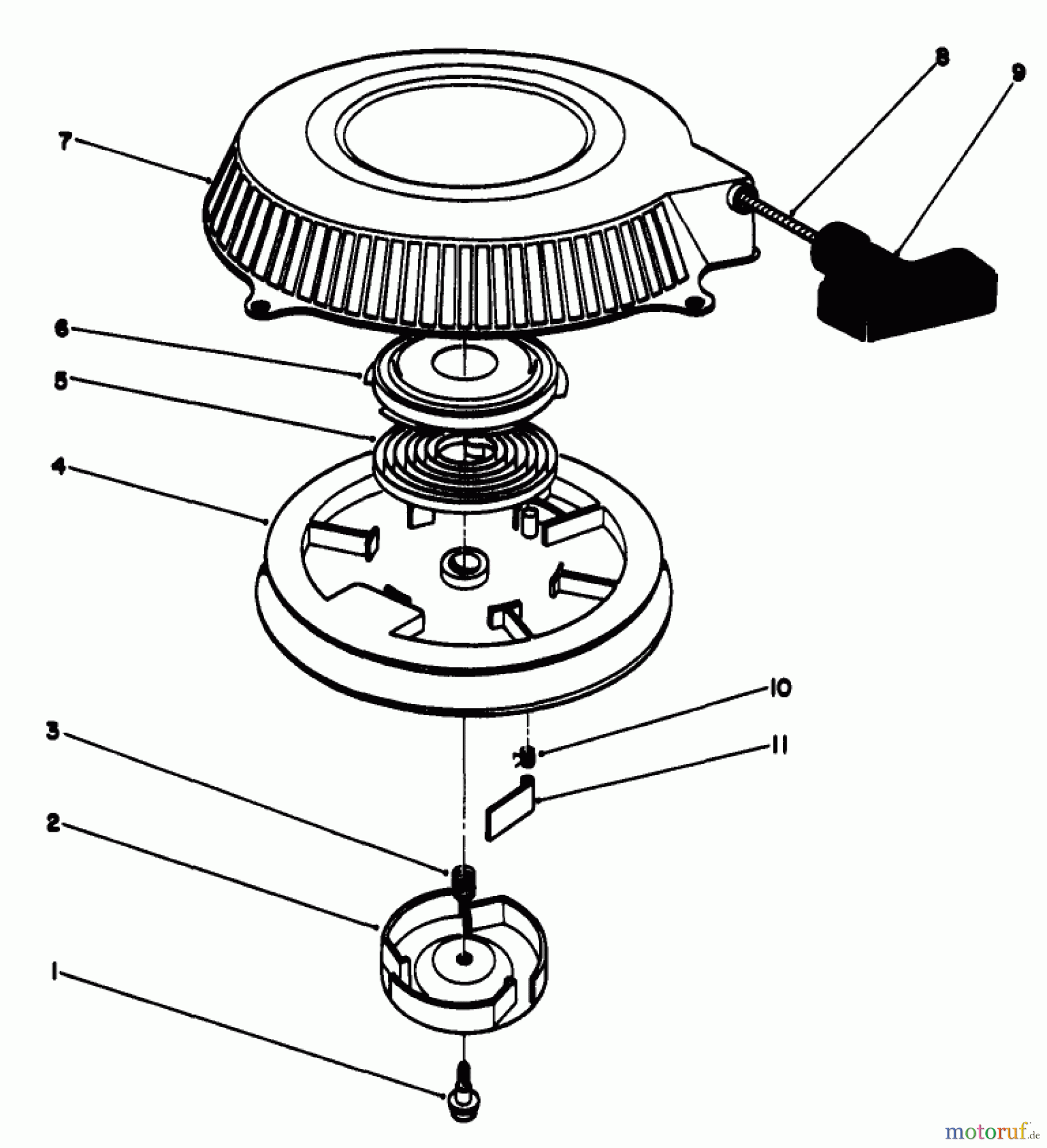  Toro Neu Mowers, Drive Unit Only 30112 - Toro Mid-Size Proline Gear Traction Unit, 12.5 hp, 1988 (8000001-8999999) RECOIL ASSEMBLY