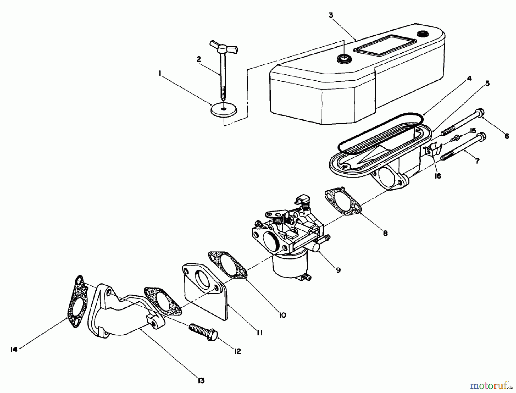 Toro Neu Mowers, Drive Unit Only 30112 - Toro Mid-Size Proline Gear Traction Unit, 12.5 hp, 1989 (9000001-9999999) AIR CLEANER AND CARBURETOR ASSEMBLY