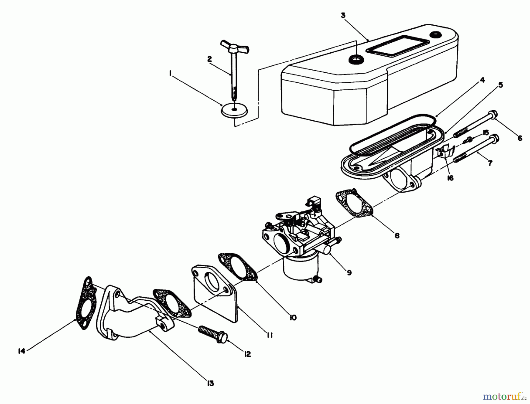 Toro Neu Mowers, Drive Unit Only 30112 - Toro Mid-Size Proline Gear Traction Unit, 12.5 hp, 1990 (0000001-0999999) AIR CLEANER AND CARBURETOR ASSEMBLY