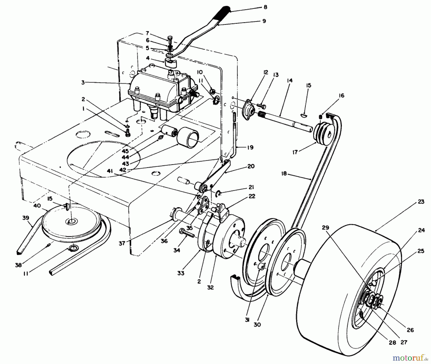Toro Neu Mowers, Drive Unit Only 30112 - Toro Mid-Size Proline Gear Traction Unit, 12.5 hp, 1990 (0000001-0999999) AXLE ASSEMBLY