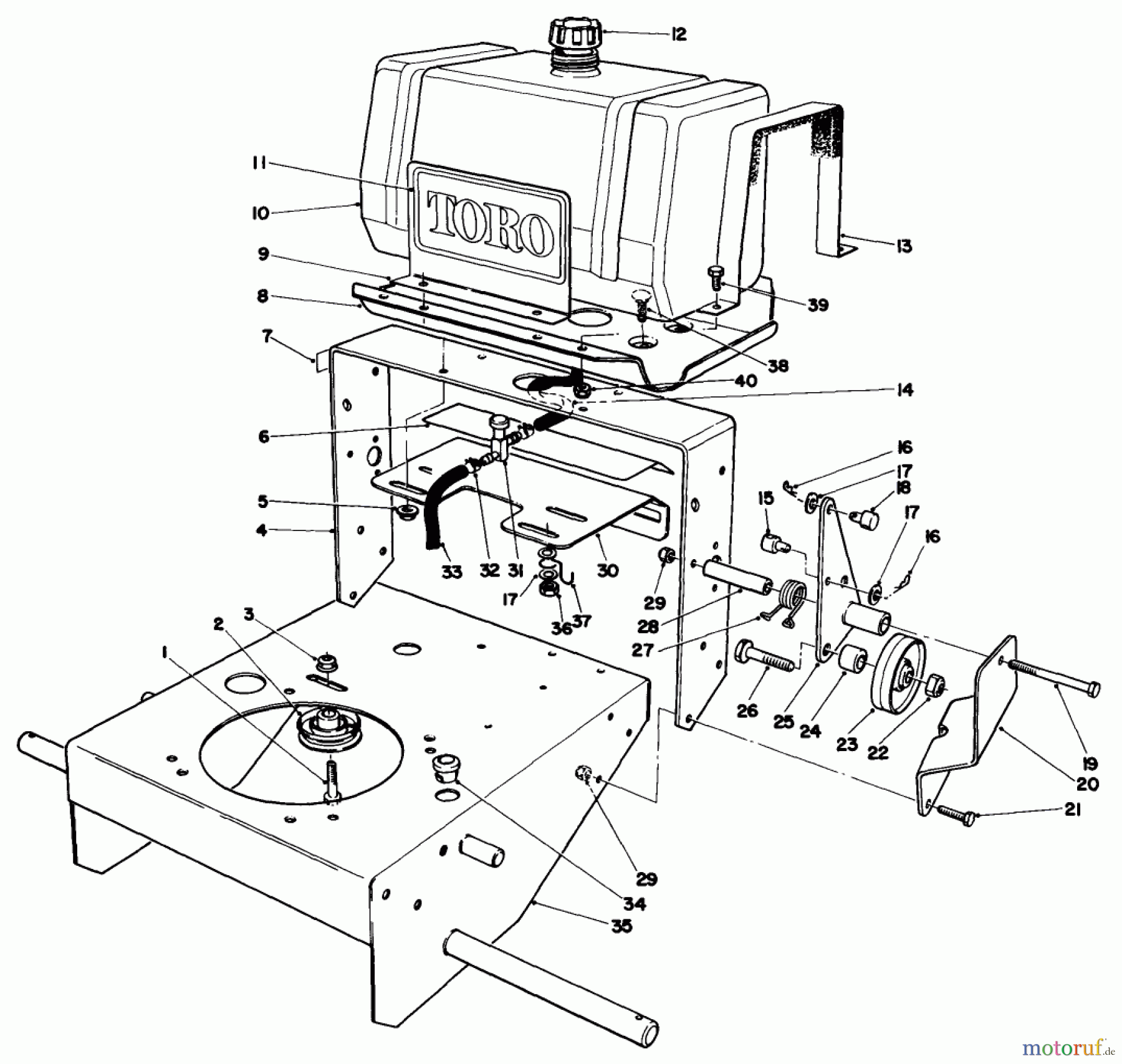 Toro Neu Mowers, Drive Unit Only 30113 - Toro Mid-Size Proline Gear Traction Unit, 8 hp, 1987 (7000001-7999999) FRAME ASSEMBLY