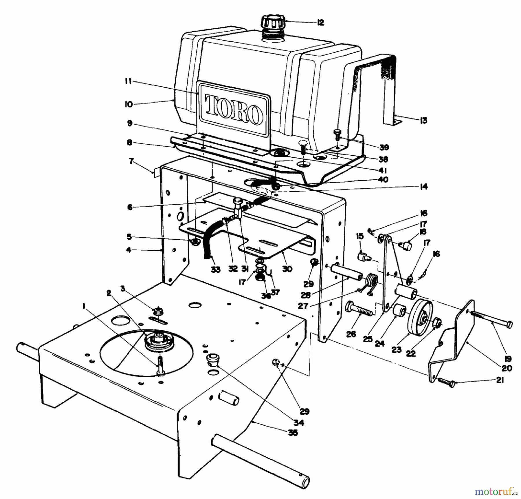 Toro Neu Mowers, Drive Unit Only 30113 - Toro Mid-Size Proline Gear Traction Unit, 8 hp, 1988 (8000001-8999999) FRAME ASSEMBLY