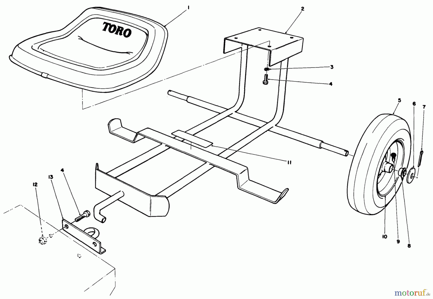 Toro Neu Mowers, Drive Unit Only 30113 - Toro Mid-Size Proline Gear Traction Unit, 8 hp, 1988 (8000001-8999999) SULKY KIT MODEL NO. 30122 (OPTIONAL)