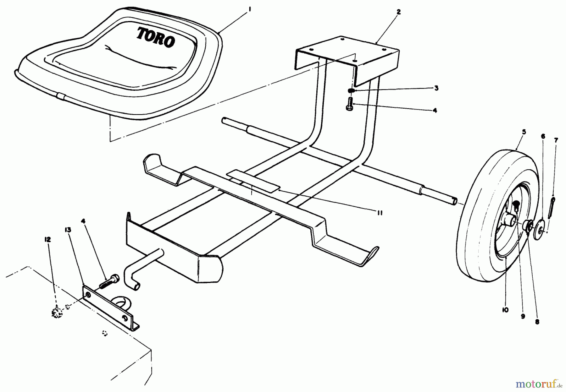  Toro Neu Mowers, Drive Unit Only 30113 - Toro Mid-Size Proline Gear Traction Unit, 8 hp, 1989 (9000001-9999999) SULKY KIT MODEL NO. 30122 (OPTIONAL)