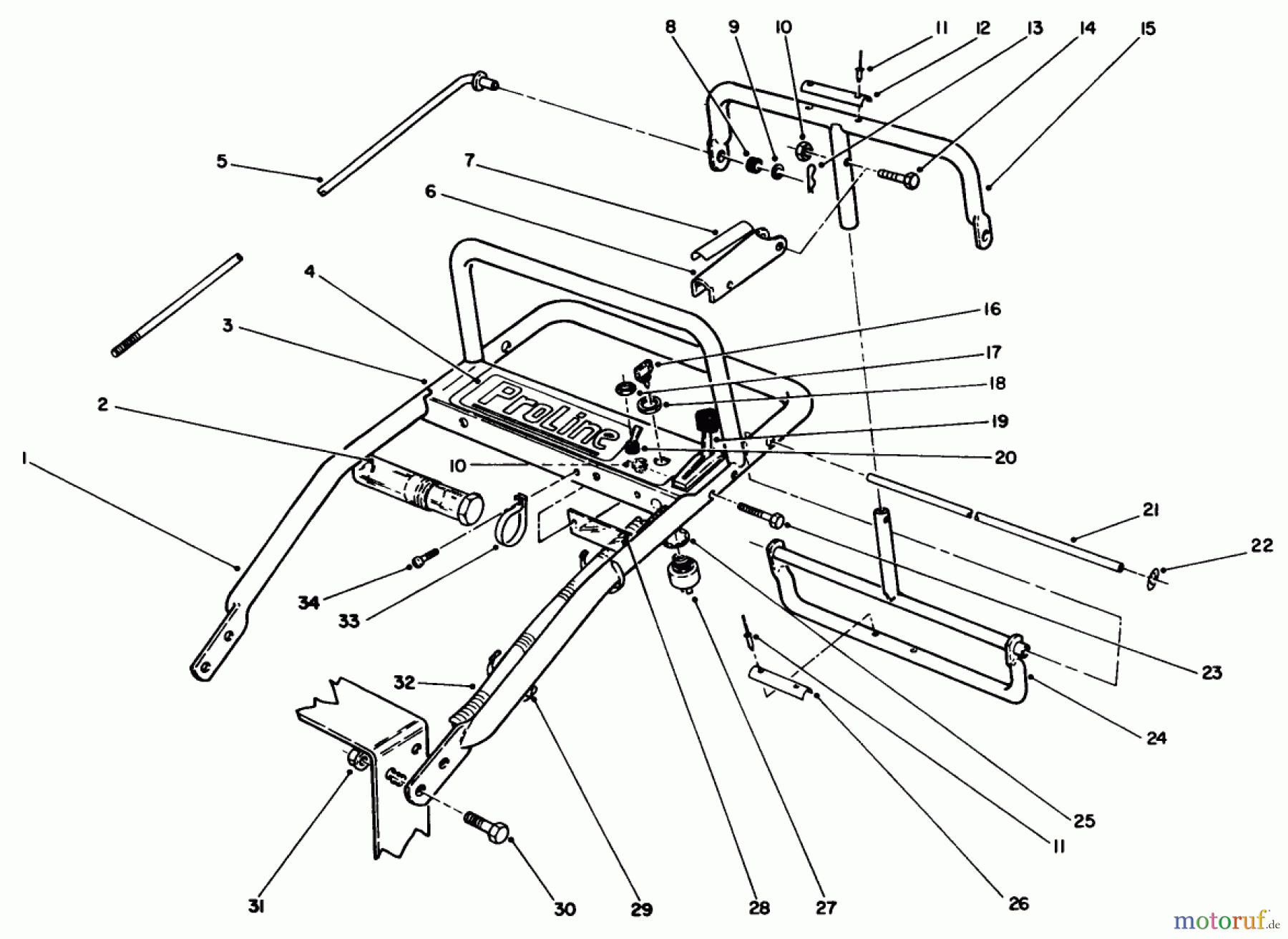  Toro Neu Mowers, Drive Unit Only 30114 - Toro Mid-Size Proline Gear Traction Unit, 14 hp, 1991 (1000001-1999999) HANDLE ASSEMBLY