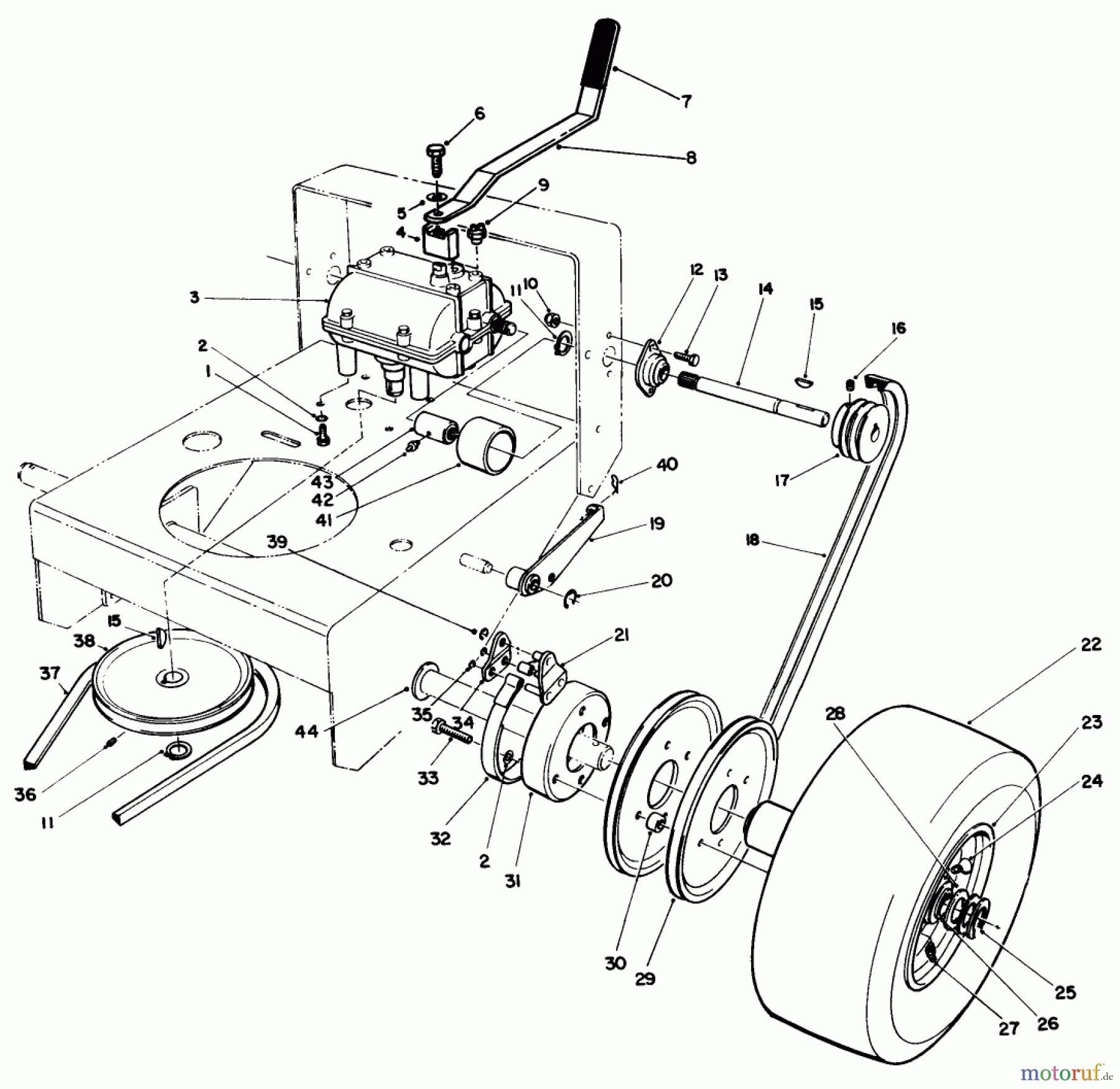 Toro Neu Mowers, Drive Unit Only 30115 - Toro Mid-Size Proline Gear Traction Unit, 12.5 hp, 1990 (0000001-0999999) AXLE ASSEMBLY