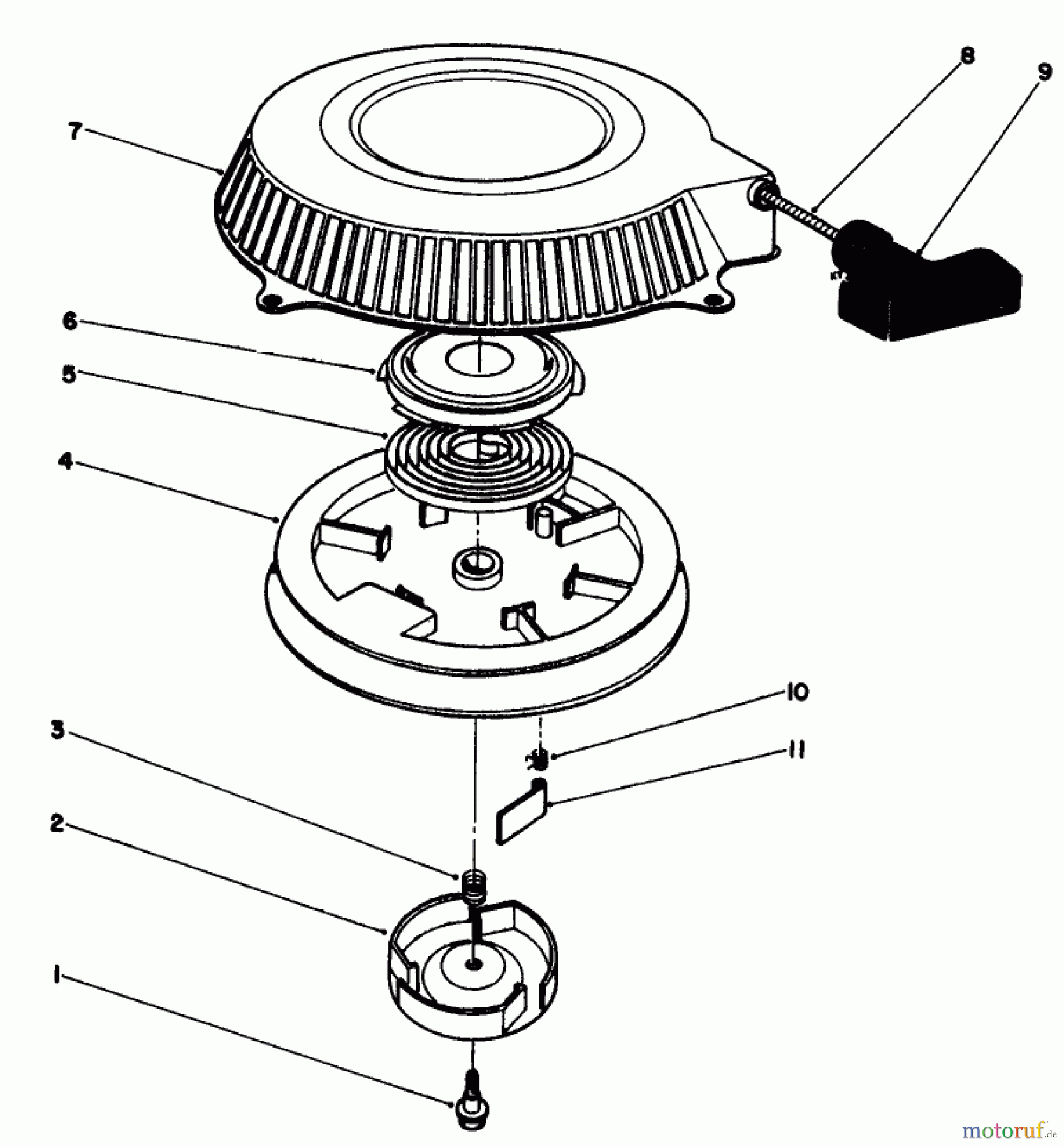 Toro Neu Mowers, Drive Unit Only 30115 - Toro Mid-Size Proline Gear Traction Unit, 12.5 hp, 1990 (0000001-0999999) RECOIL ASSEMBLY