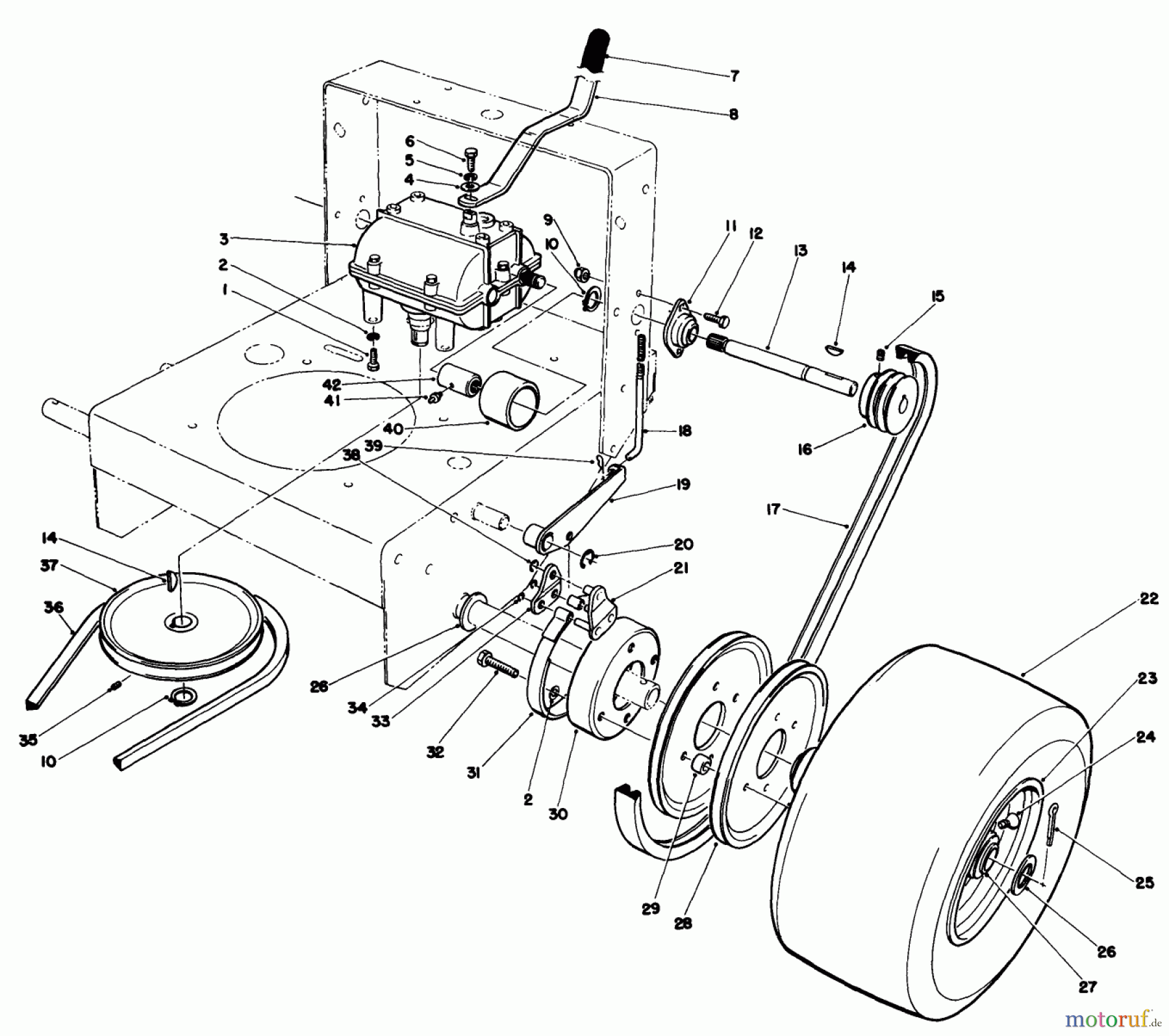 Toro Neu Mowers, Drive Unit Only 30116 - Toro Mid-Size Proline Gear Traction Unit, 16 hp, 1986 (6000001-6999999) AXLE ASSEMBLY