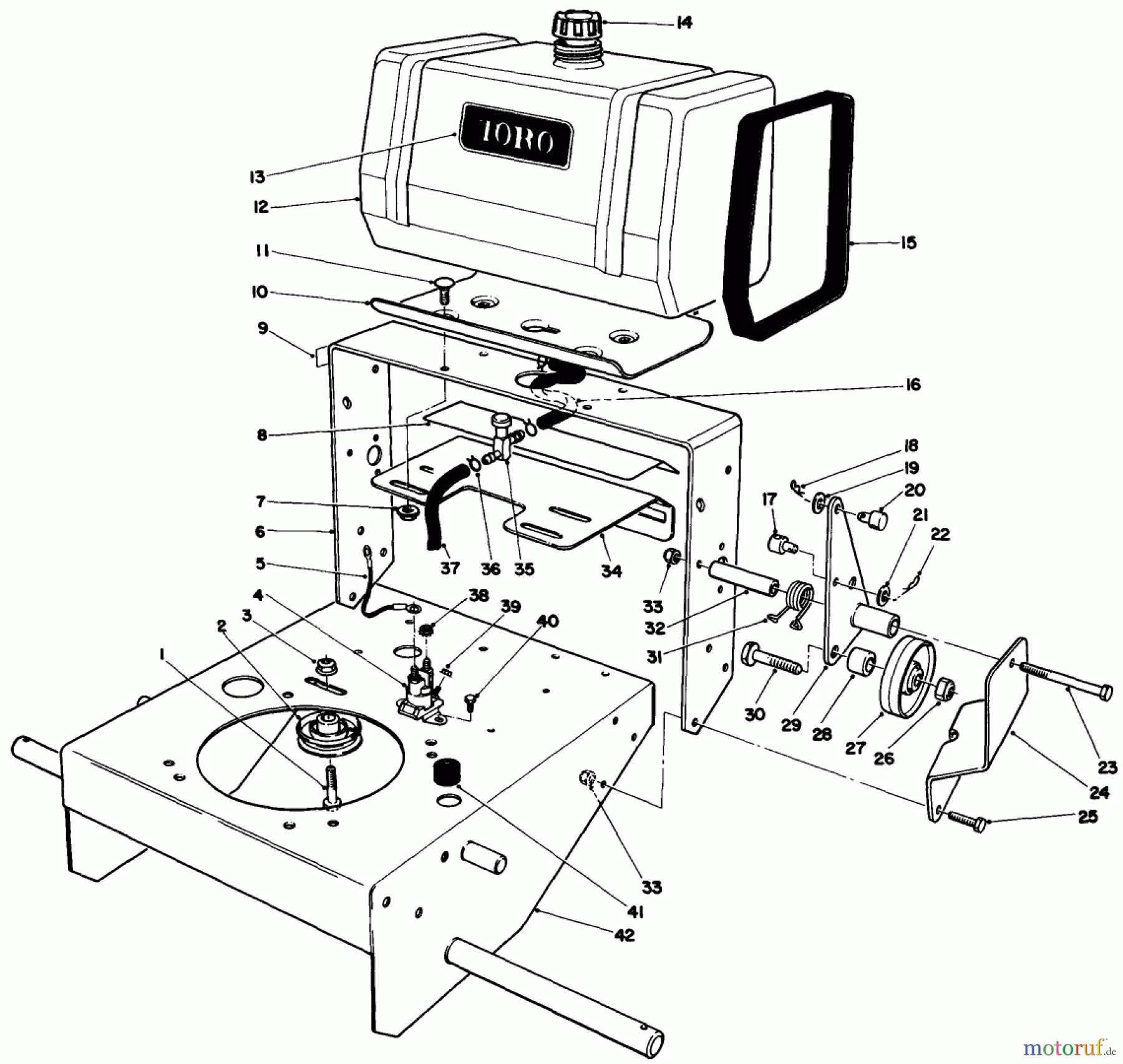 Toro Neu Mowers, Drive Unit Only 30116 - Toro Mid-Size Proline Gear Traction Unit, 16 hp, 1986 (6000001-6999999) FRAME ASSEMBLY