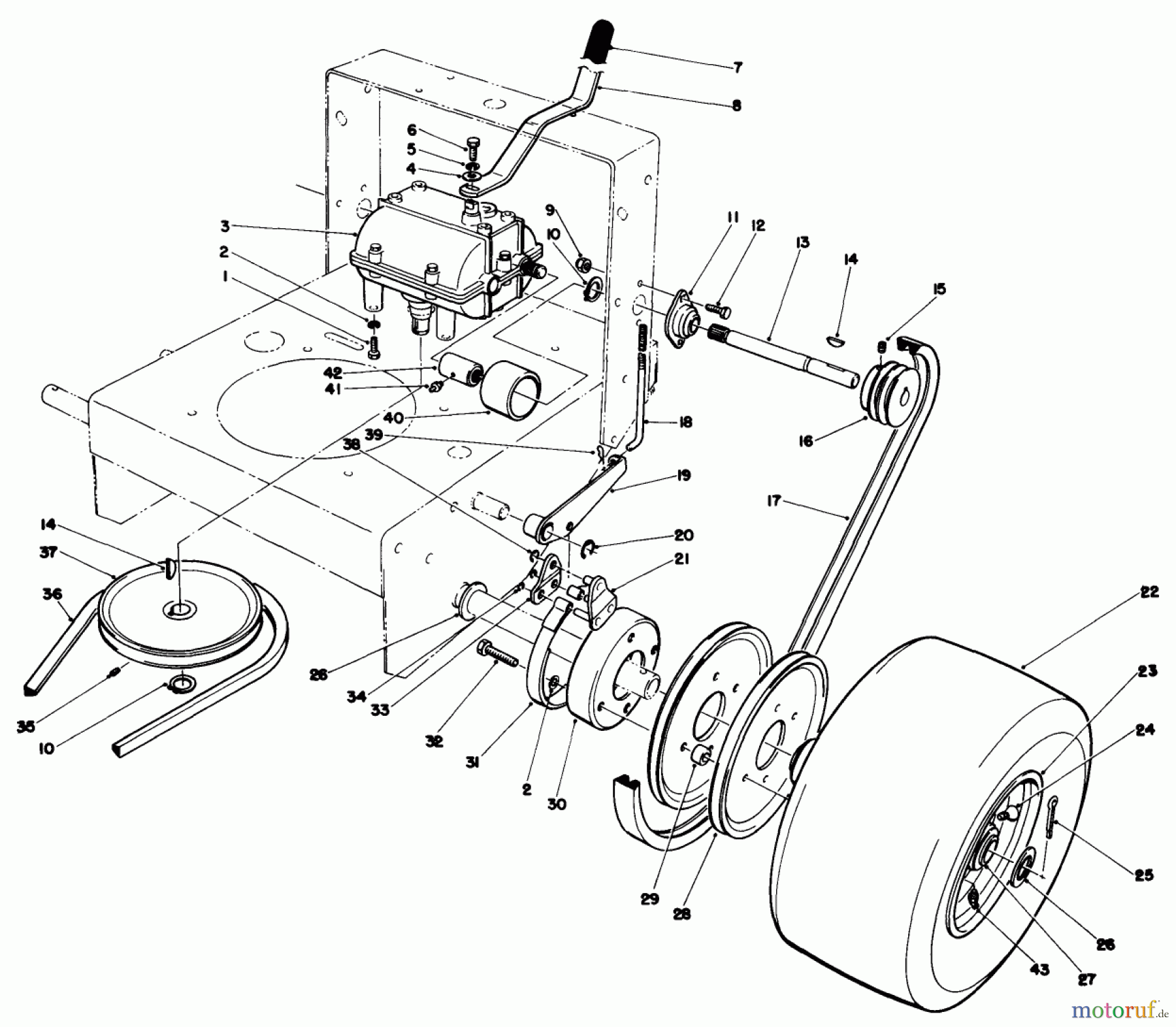 Toro Neu Mowers, Drive Unit Only 30116 - Toro Mid-Size Proline Gear Traction Unit, 16 hp, 1987 (7000001-7999999) AXLE ASSEMBLY