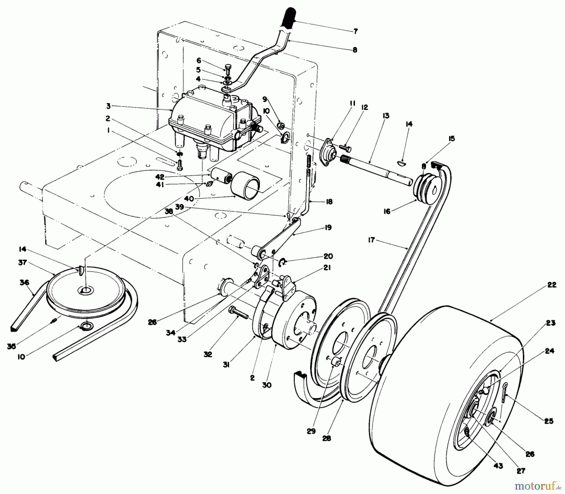 Toro Neu Mowers, Drive Unit Only 30116 - Toro Mid-Size Proline Gear Traction Unit, 16 hp, 1988 (8000001-8999999) AXLE ASSEMBLY