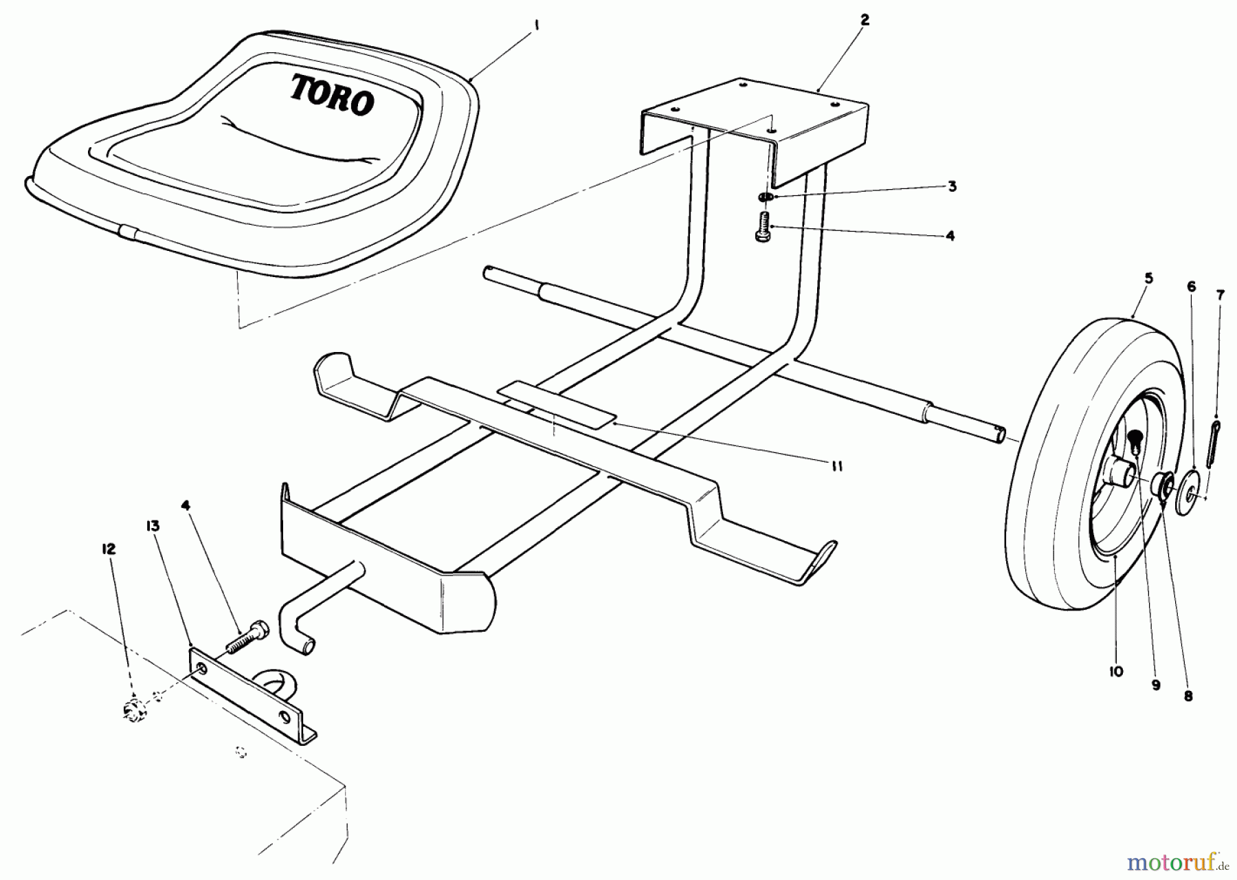  Toro Neu Mowers, Drive Unit Only 30116 - Toro Mid-Size Proline Gear Traction Unit, 16 hp, 1988 (8000001-8999999) SULKY KIT MODEL NO. 30122 (OPTIONAL)