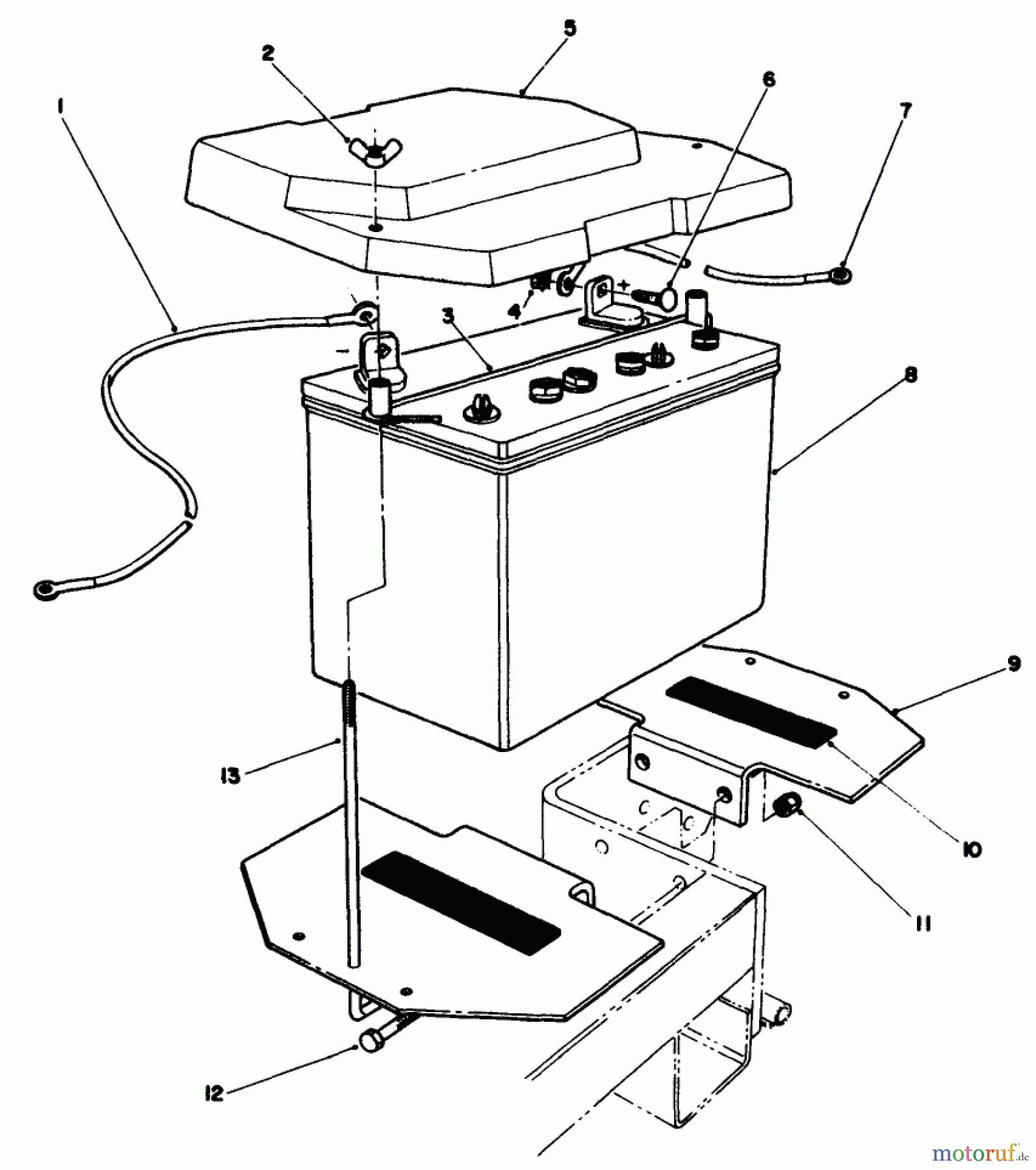  Toro Neu Mowers, Drive Unit Only 30116 - Toro Mid-Size Proline Gear Traction Unit, 16 hp, 1989 (9000001-9999999) BATTERY ASSEMBLY