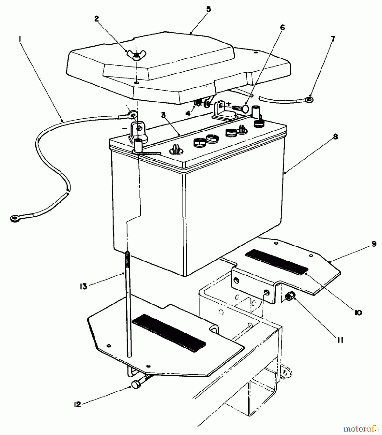 Toro Neu Mowers, Drive Unit Only 30117 - Toro Mid-Size Proline Gear Traction Unit, 16 hp, 1990 (0000001-0999999) BATTERY ASSEMBLY