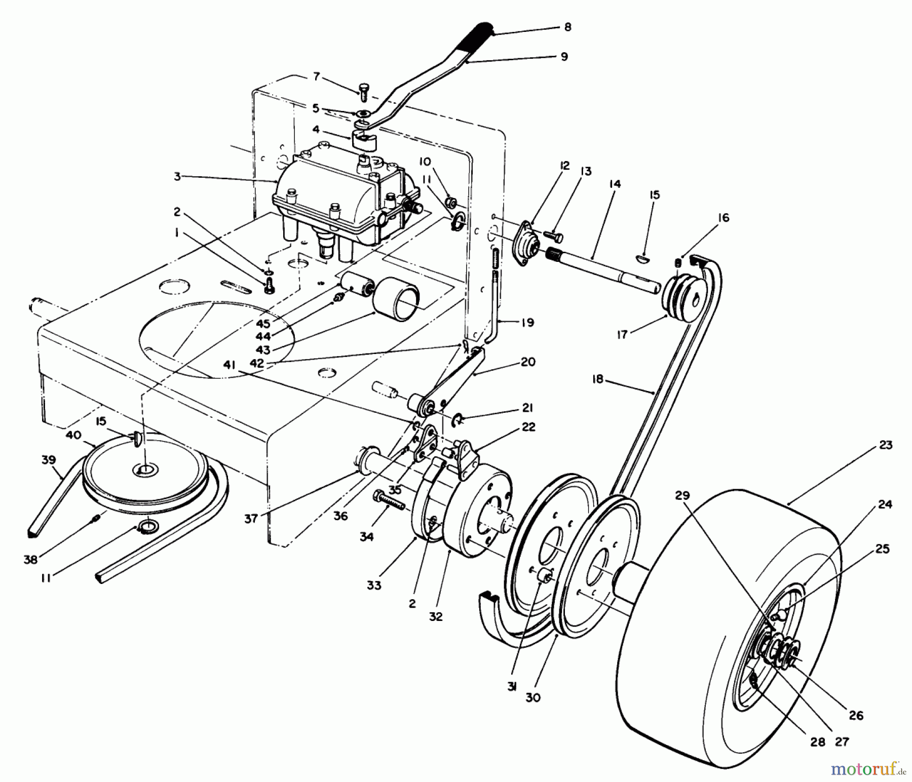 Toro Neu Mowers, Drive Unit Only 30117 - Toro Mid-Size Proline Gear Traction Unit, 16 hp, 1991 (1000001-1999999) AXLE ASSEMBLY