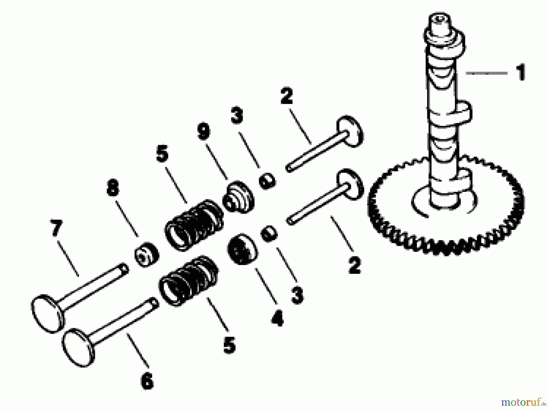 Toro Neu Mowers, Drive Unit Only 30117 - Toro Mid-Size Proline Gear Traction Unit, 16 hp, 1991 (1000001-1999999) CAMSHAFT & VALVES-ENGINE KOHLER MODEL NO. MV16S-TYPE 56511