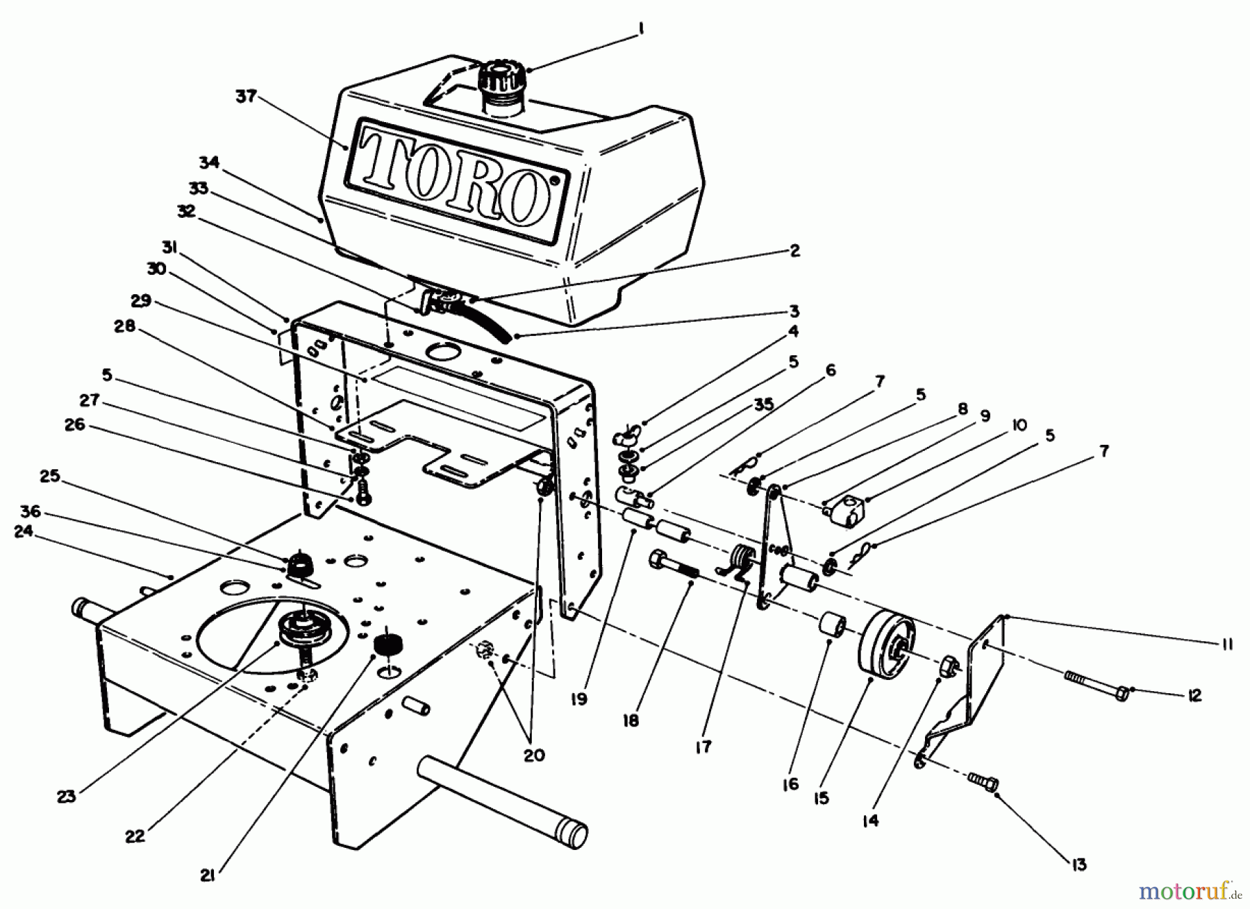 Toro Neu Mowers, Drive Unit Only 30156 - Toro Mid-Size Proline Gear Traction Unit, 12.5 hp, 1991 (100001-199999) FRAME ASSEMBLY