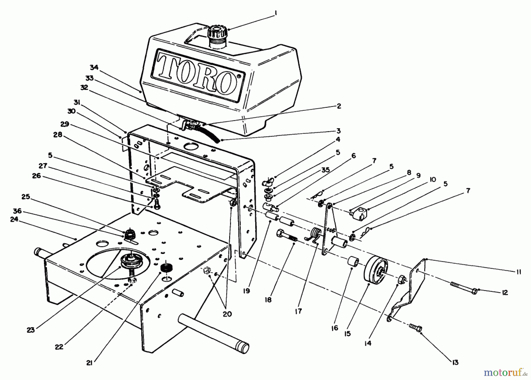 Toro Neu Mowers, Drive Unit Only 30156 - Toro Mid-Size Proline Gear Traction Unit, 12.5 hp, 1992 (200001-299999) FRAME ASSEMBLY