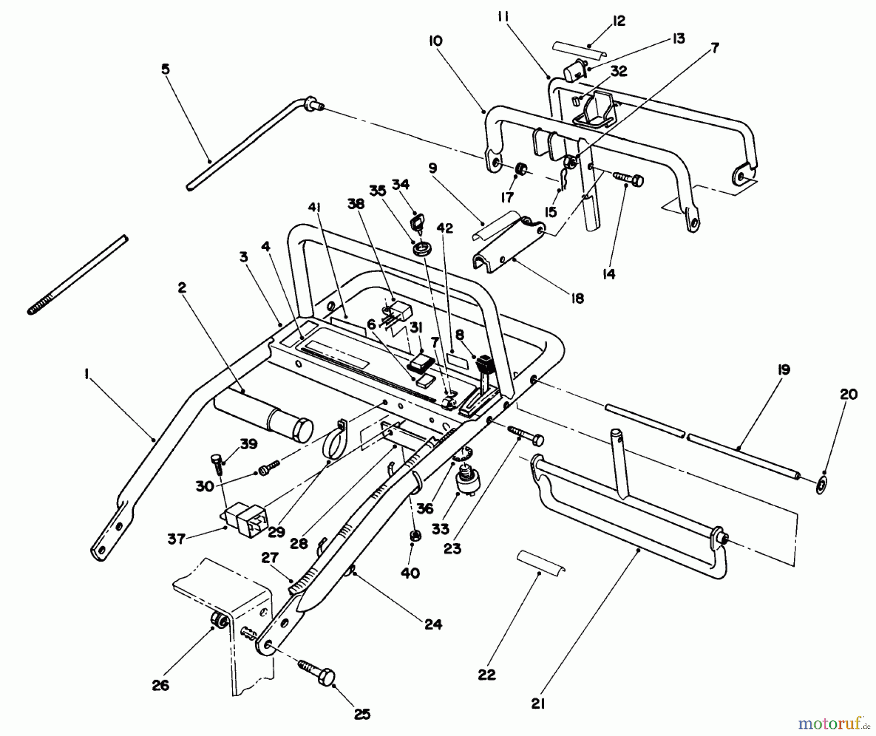 Toro Neu Mowers, Drive Unit Only 30156 - Toro Mid-Size Proline Gear Traction Unit, 12.5 hp, 1992 (200001-299999) HANDLE ASSEMBLY
