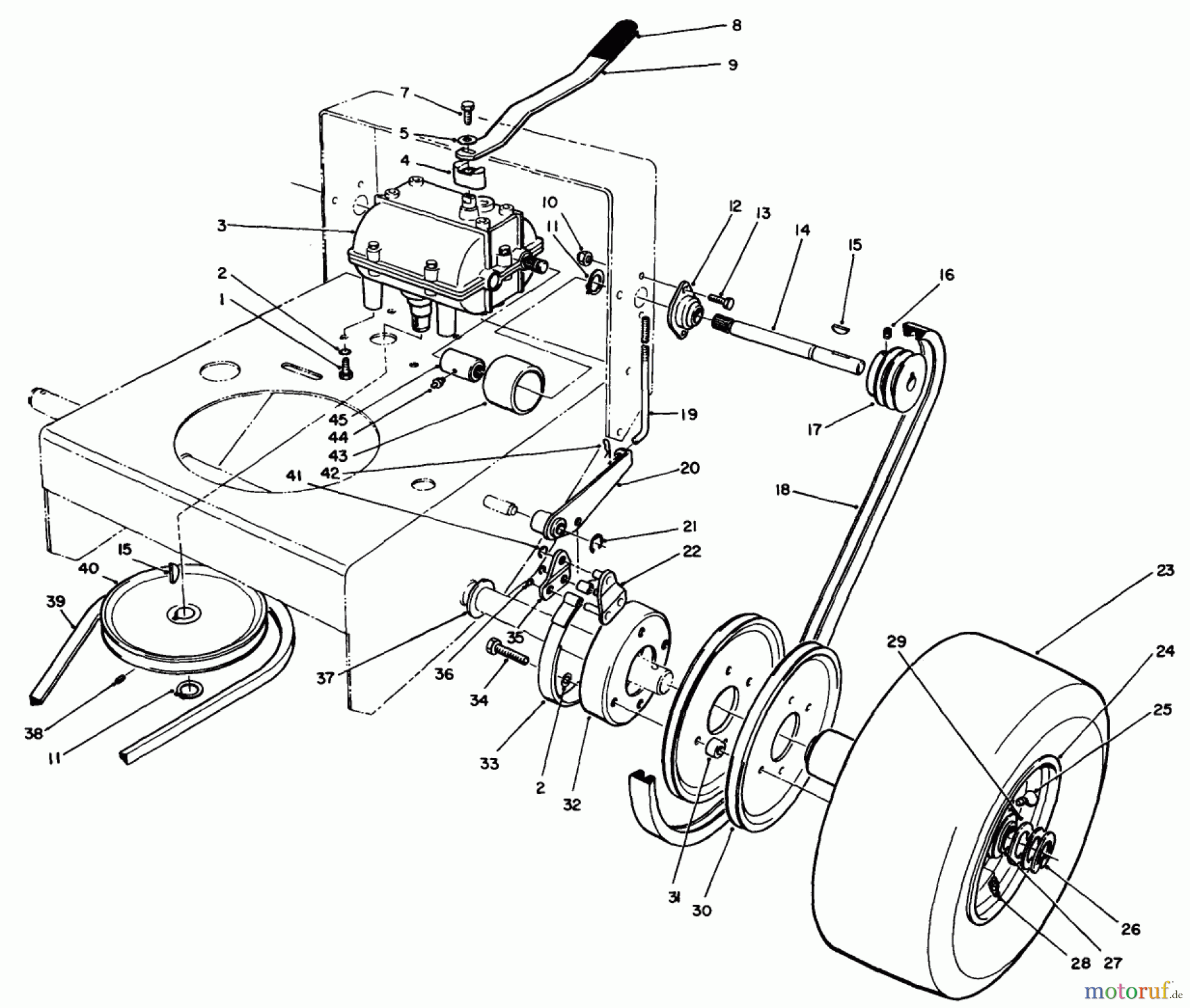 Toro Neu Mowers, Drive Unit Only 30156 - Toro Mid-Size Proline Gear Traction Unit, 12.5 hp, 1993 (390001-399999) AXLE ASSEMBLY
