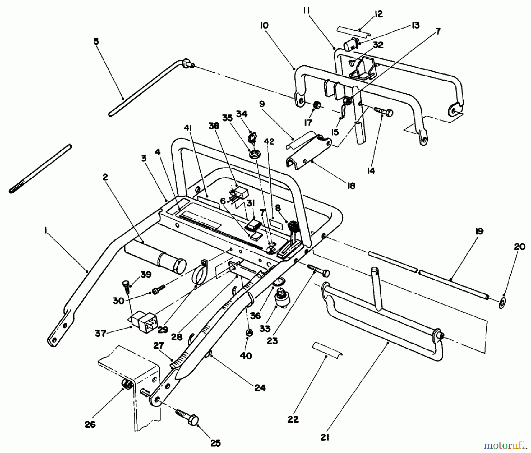 Toro Neu Mowers, Drive Unit Only 30156 - Toro Mid-Size Proline Gear Traction Unit, 12.5 hp, 1993 (390001-399999) HANDLE ASSEMBLY