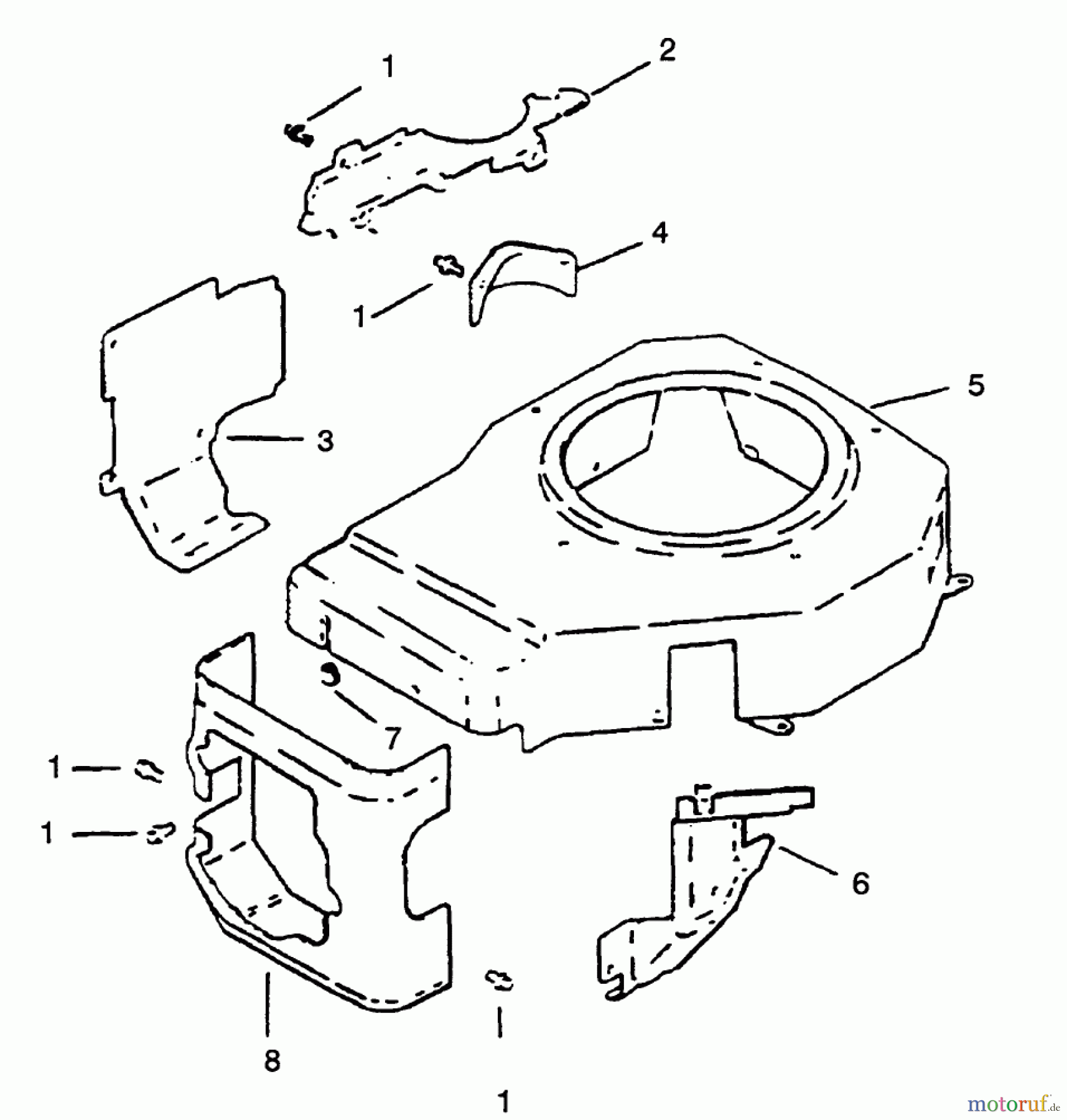 Toro Neu Mowers, Drive Unit Only 30156 - Toro Mid-Size Proline Gear Traction Unit, 12.5 hp, 1994 (490001-499999) BLOWER HOUSING & BAFFLE-ENGINE KOHLER MODEL NO. CV12.5T-1254